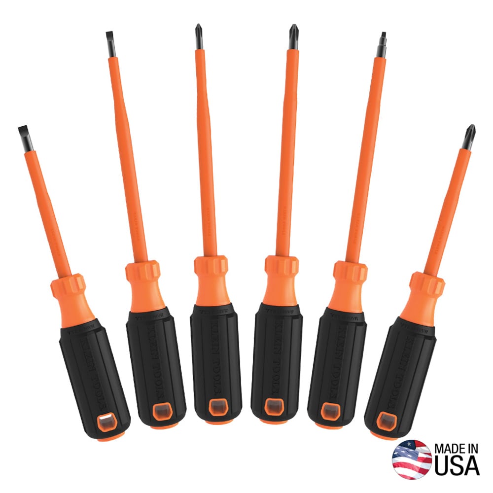 Screwdriver Set, 1000V Insulated 6-Piece Bi-material Handle Assorted Drive Screwdriver Set 85076INSR