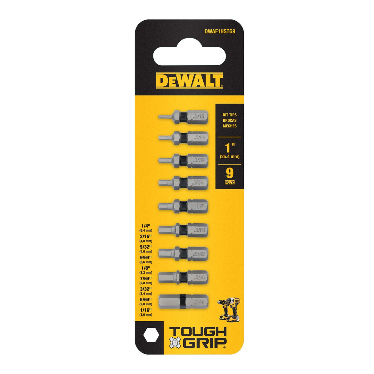 TOUGH GRIP Screwdriver Bit Set (9-Piece) DWAF1HSTG9