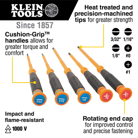 5-Piece Bi-material Handle Slotted/Phillips Screwdriver Set 85615INS