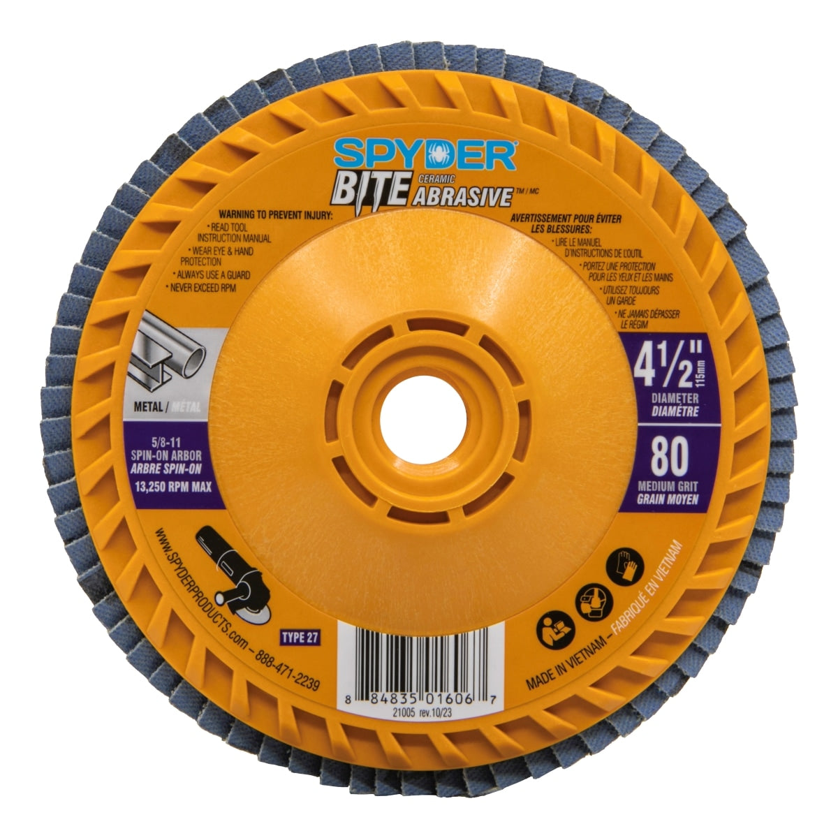 Bite Abrasive Bite 4.5-in Ceramic 80-Grit Flap Disc 21005