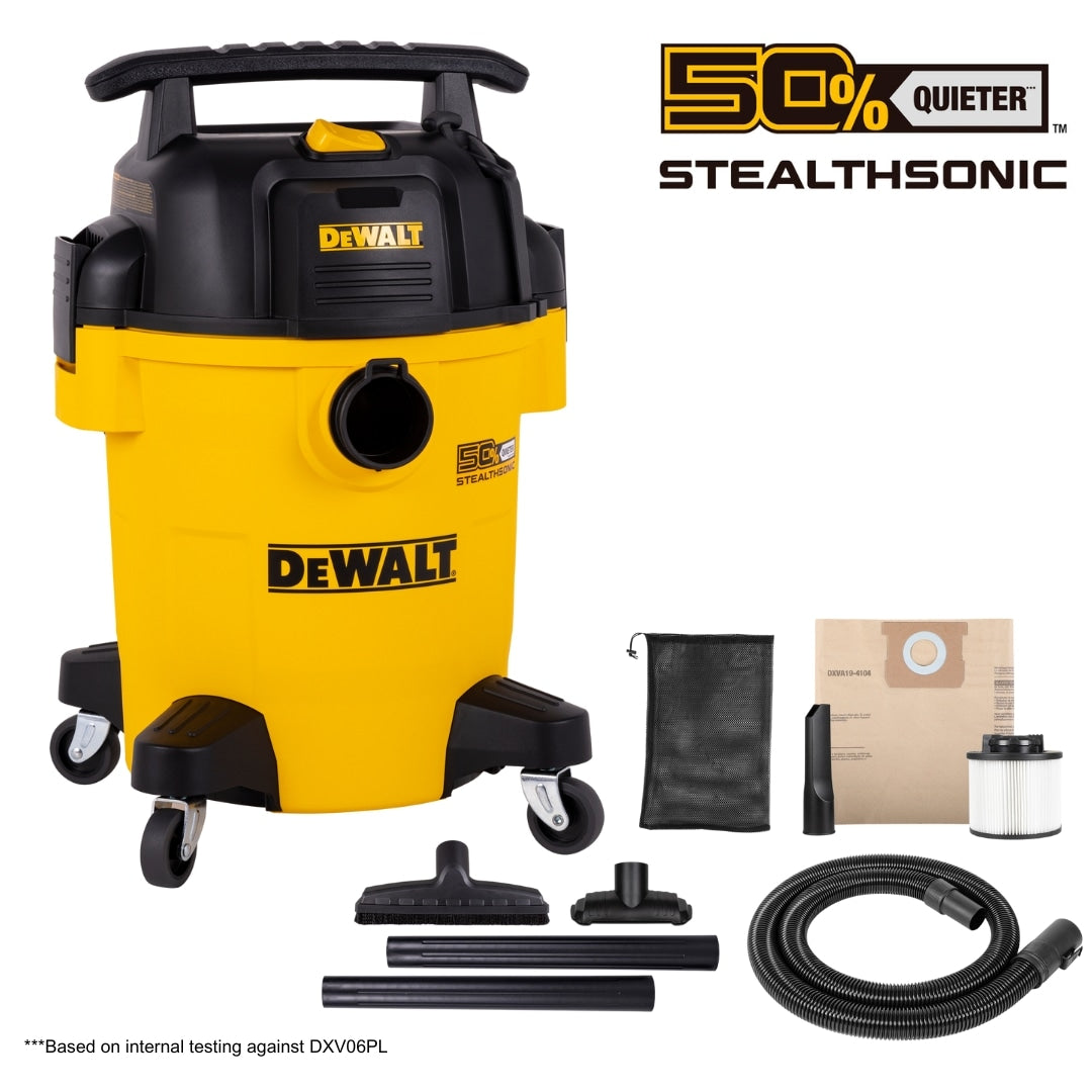 Stealthsonic Quiet 6-Gallons 4-HP Corded Wet/Dry Shop Vacuum with Accessories Included DXV06PL-QT