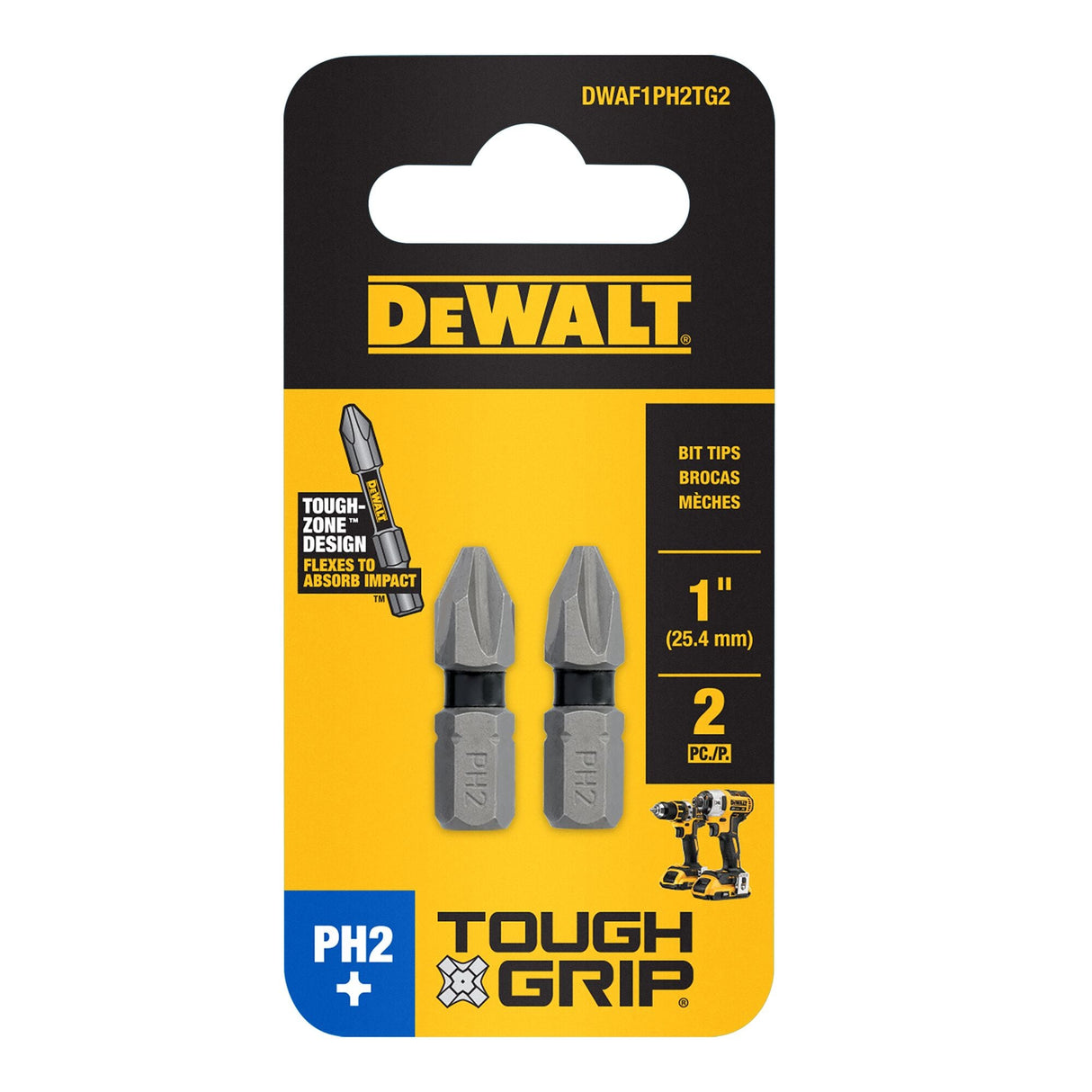 TOUGH GRIP 1-in #2 Phillips Screwdriver Bit (2-Piece) DWAF1PH2TG2