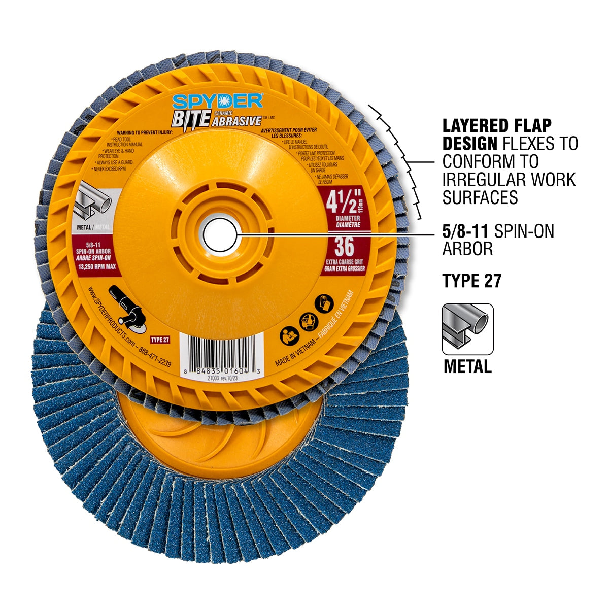 Bite Abrasive Bite 4.5-in Ceramic 36-Grit Flap Disc 21003