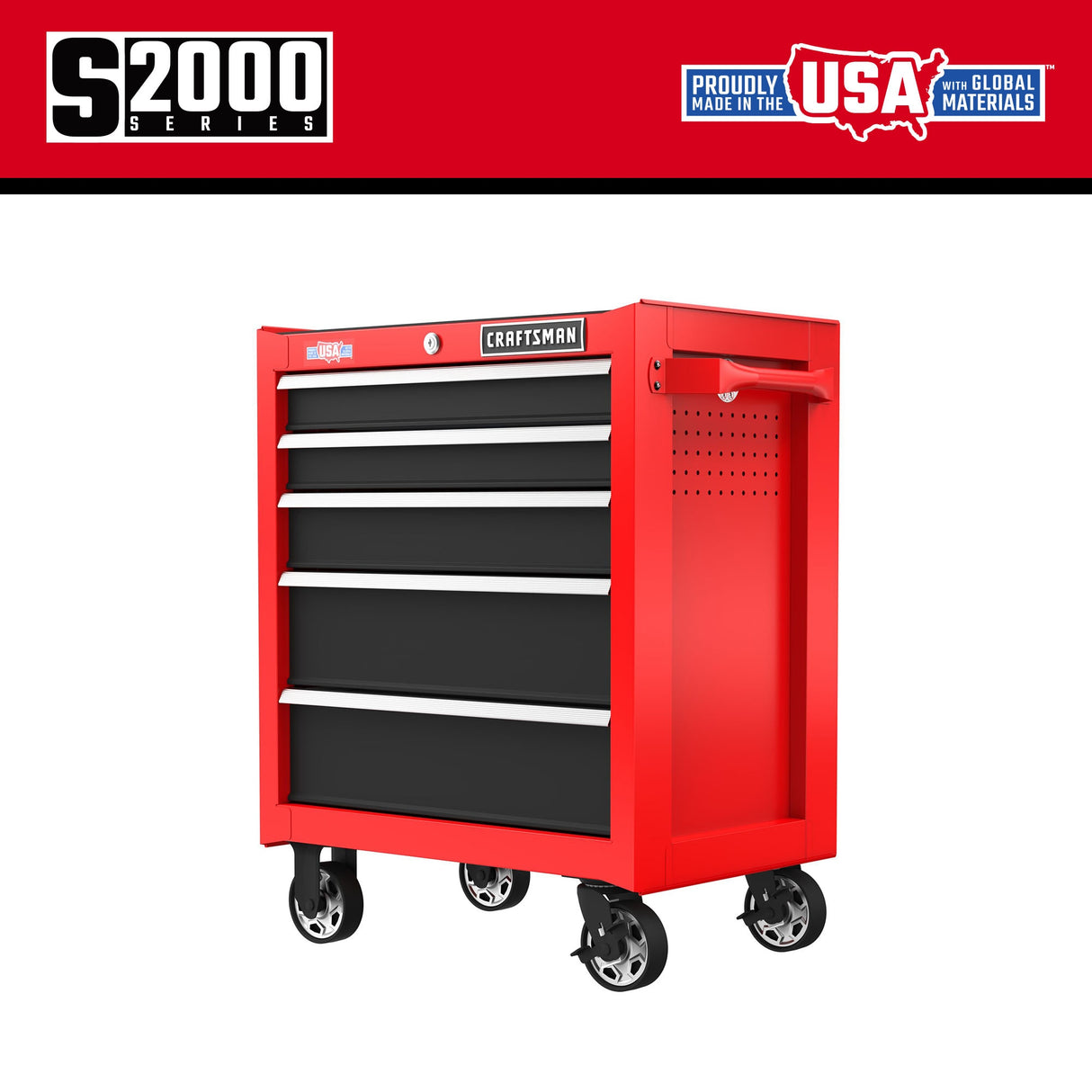 2000 Series 26.5-in W x 34-in H 5-Drawer Steel Rolling Tool Cabinet (Red) CMST98264RB