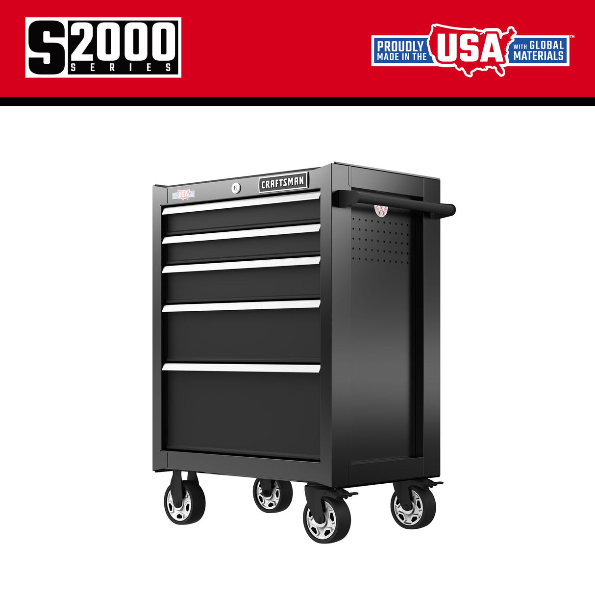 2000 Series 26.5-in W x 37.5-in H 5-Drawer Steel Rolling Tool Cabinet (Black) CMST98268BK