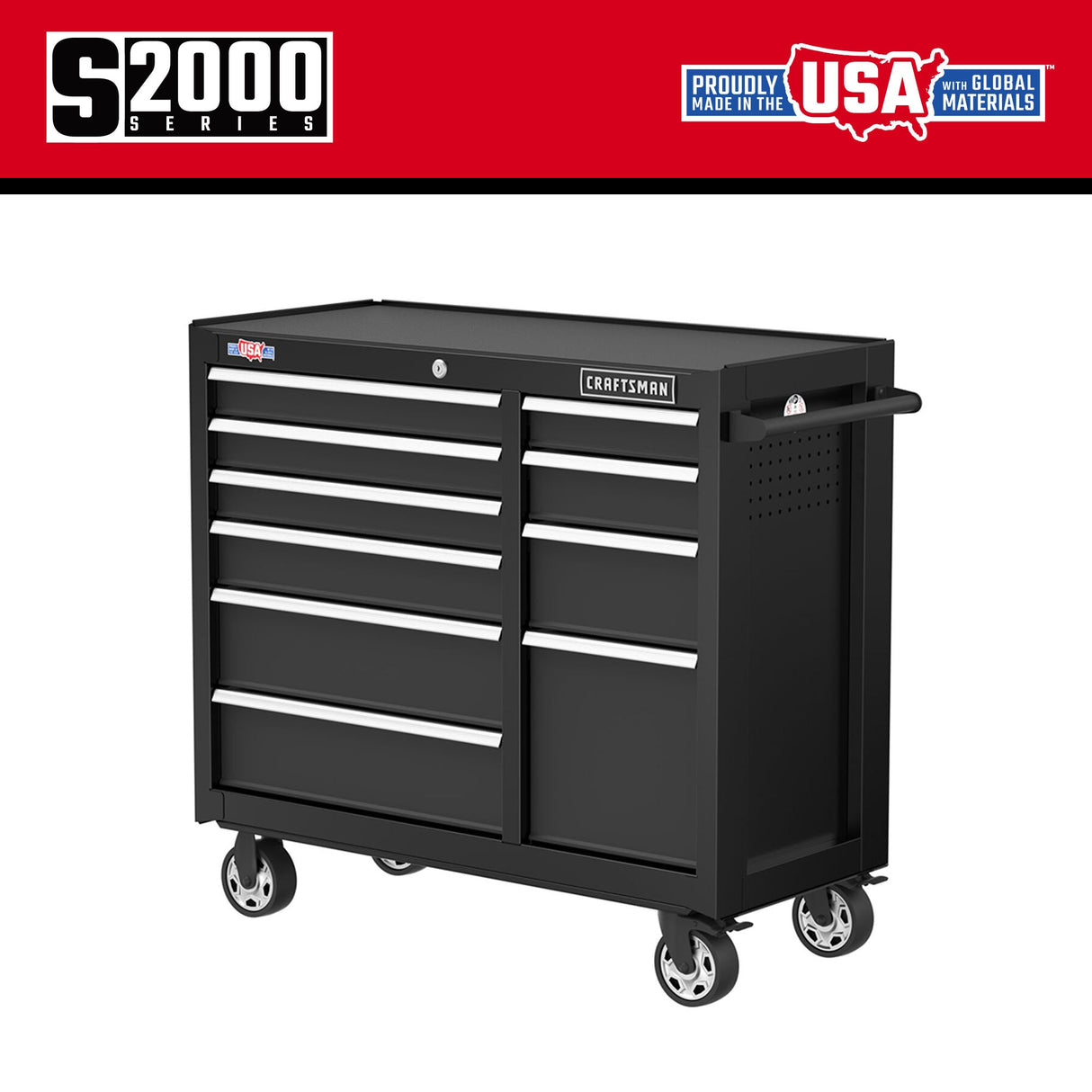 2000 Series 41-in W x 37.5-in H 10-Drawer Steel Rolling Tool Cabinet (Black) CMST98270BK