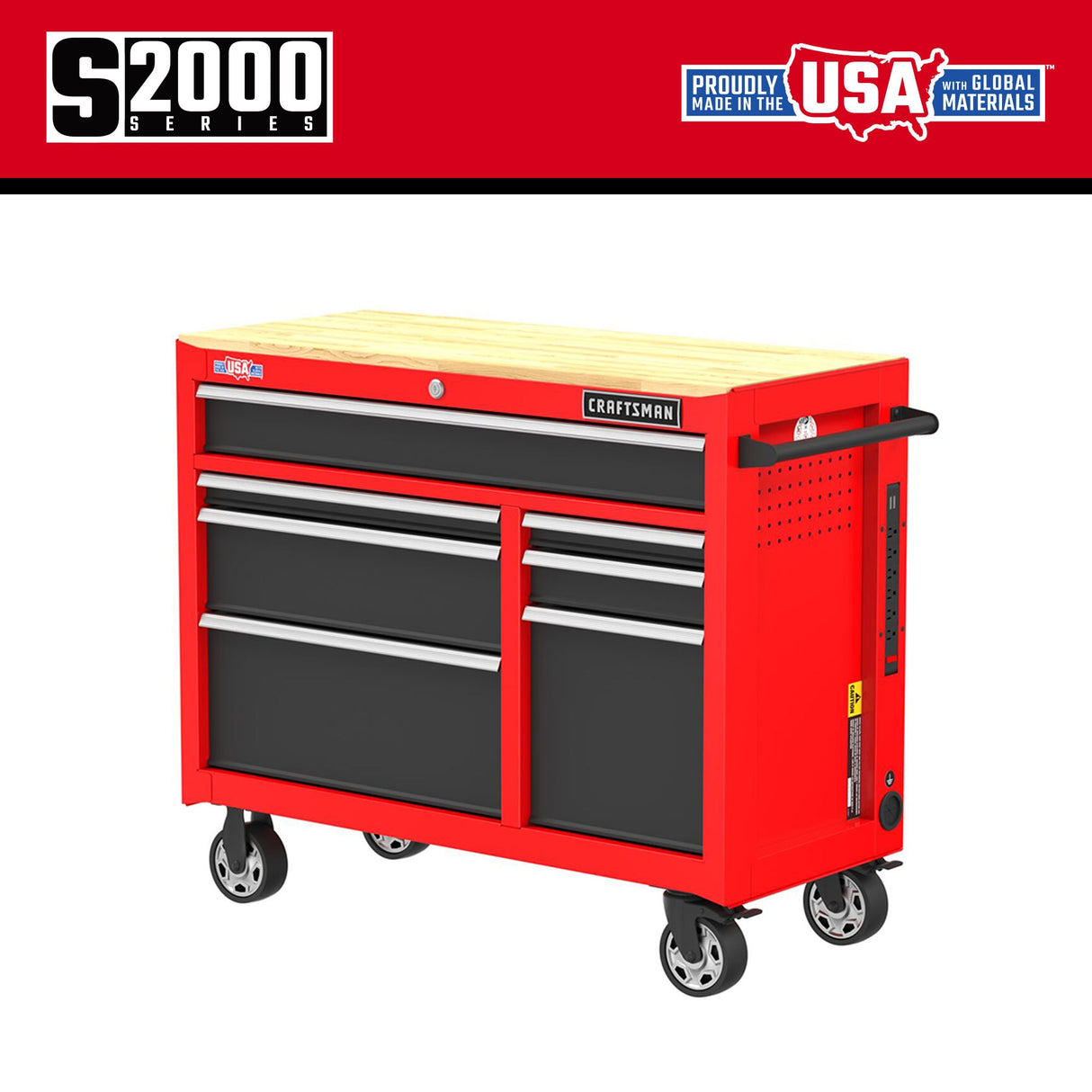 2000 Series 40.6-in L x 34-in H 7-Drawers Rolling Red Wood Work Bench CMST98271RB