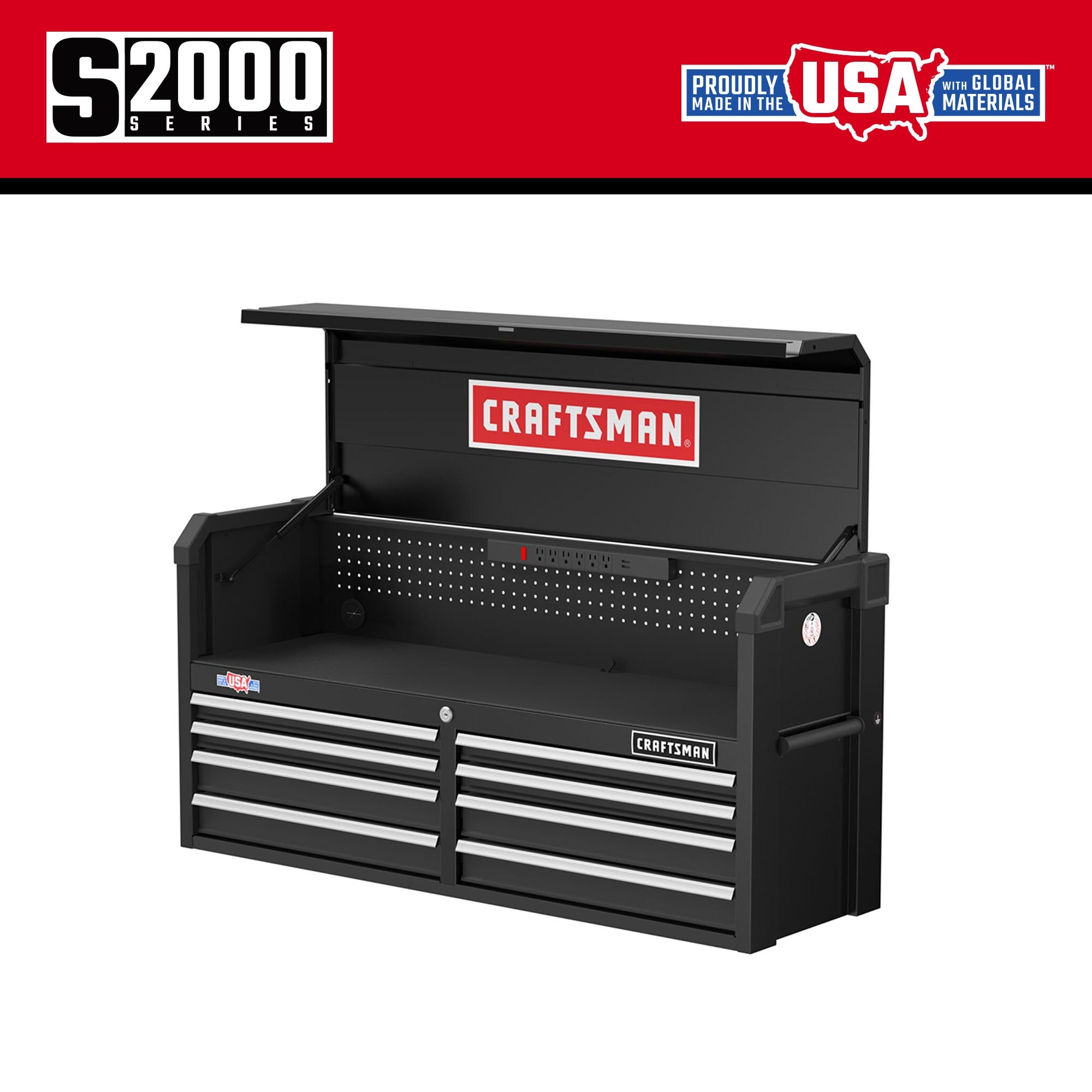 2000 Series 51.5-in W x 24.7-in H 8-Drawer Steel Tool Chest (Black