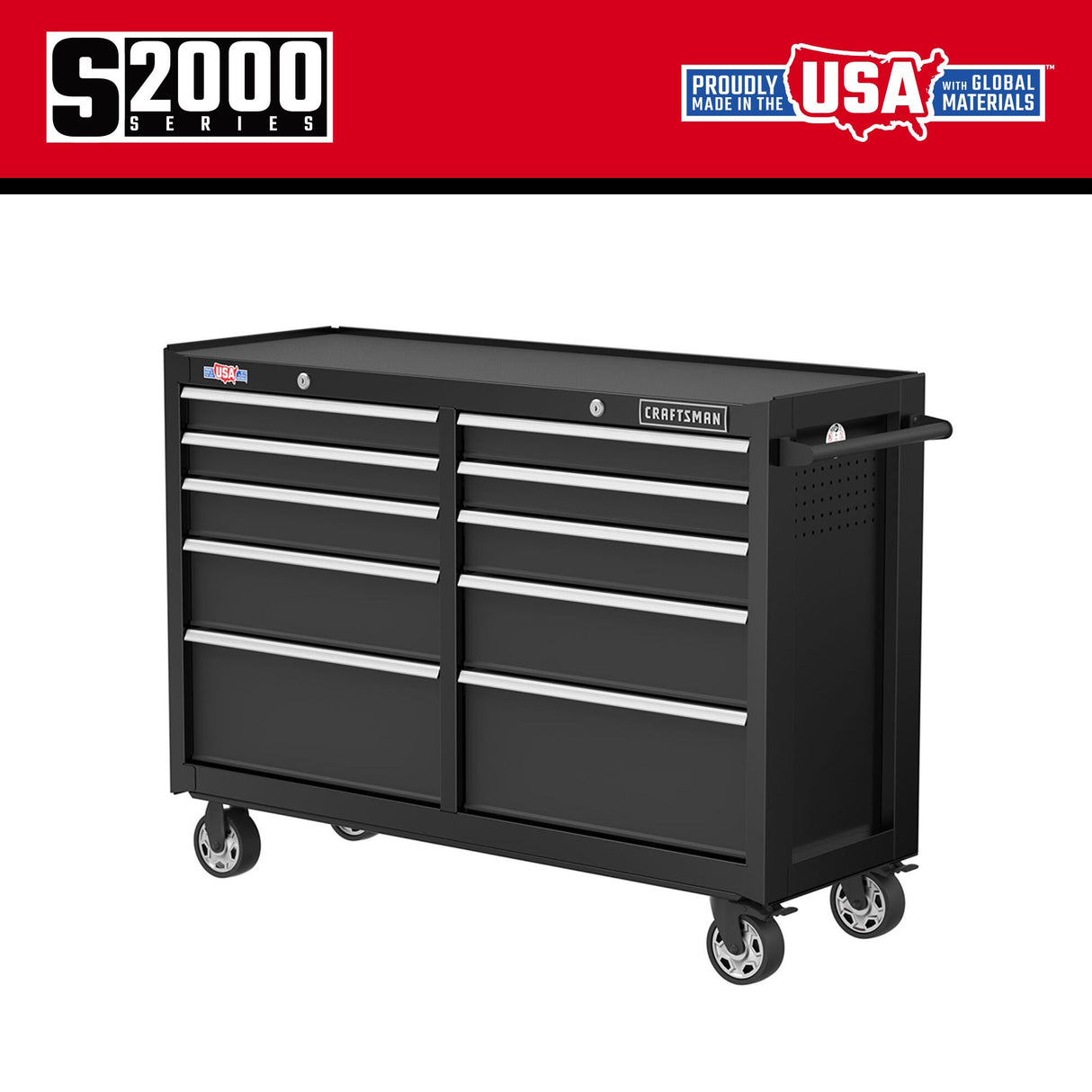 2000 Series 52-in W x 37.5-in H 10-Drawer Steel Rolling Tool Cabinet (Black) CMST98273BK