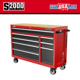 2000 Series 51.2-in L x 37.5-in H 8-Drawers Rolling Red Wood Work Bench CMST98529RB