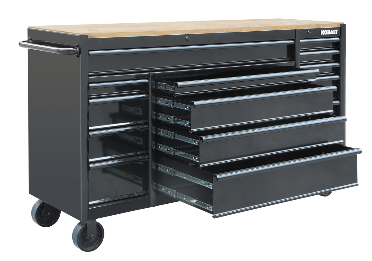 71-in L x 42.7-in H 15-Drawers Rolling Black Wood Work Bench TBRL8015HA-X