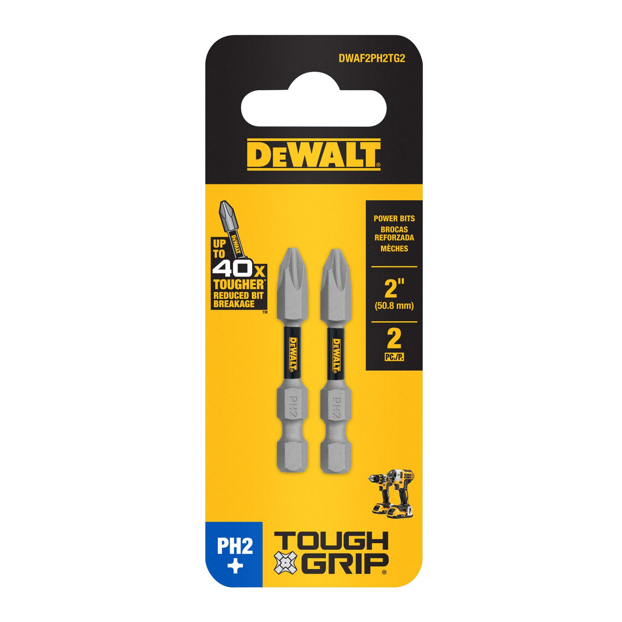 TOUGH GRIP 2-in #2 Phillips Screwdriver Bit (2-Piece) DWAF2PH2TG2