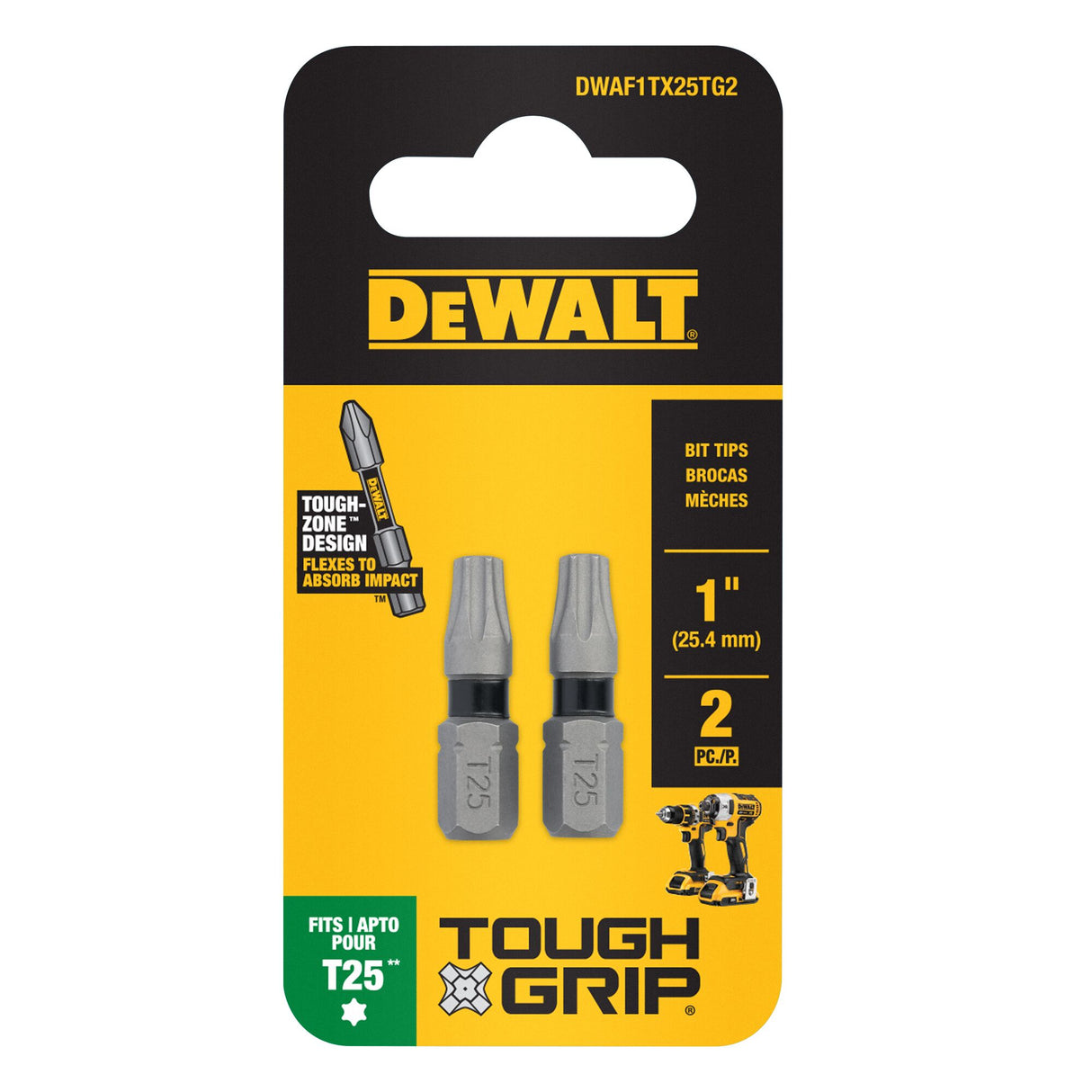 TOUGH GRIP 1-in T25 Torx Screwdriver Bit (2-Piece) DWAF1TX25TG2