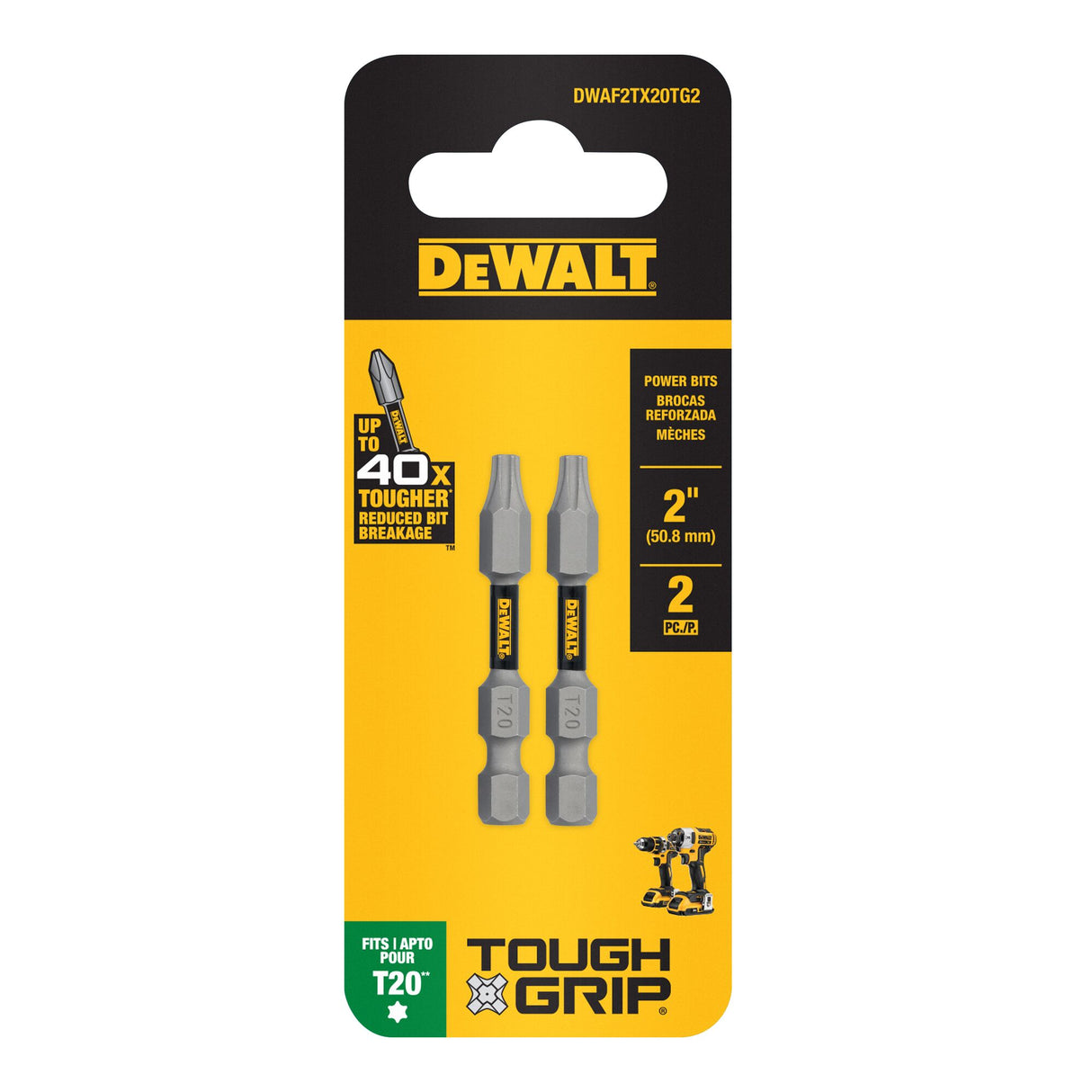 TOUGH GRIP 2-in T20 Torx Screwdriver Bit (2-Piece) DWAF2TX20TG2