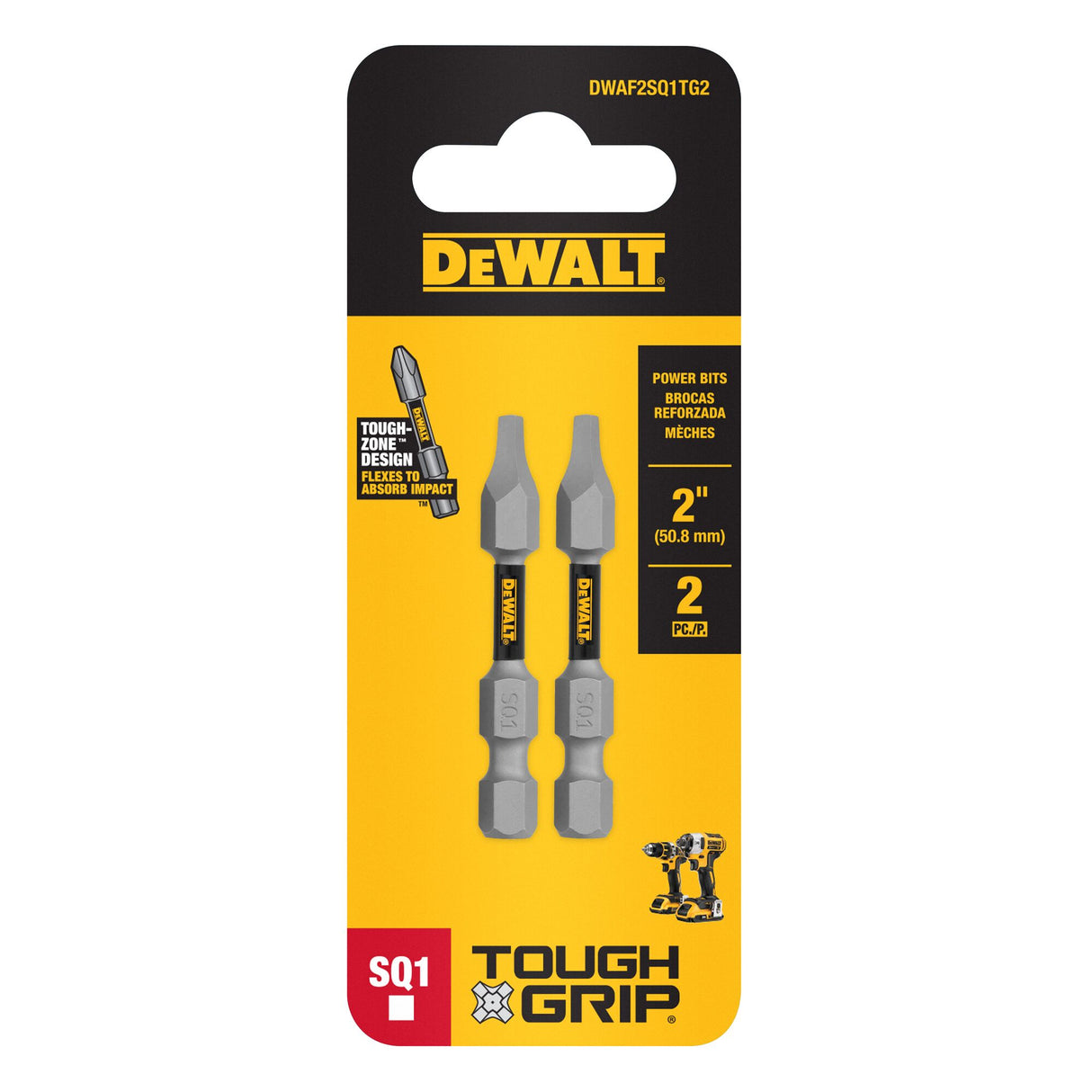 TOUGH GRIP 2-in #1 Square/Robertson Screwdriver Bit (2-Piece) DWAF2SQ1TG2