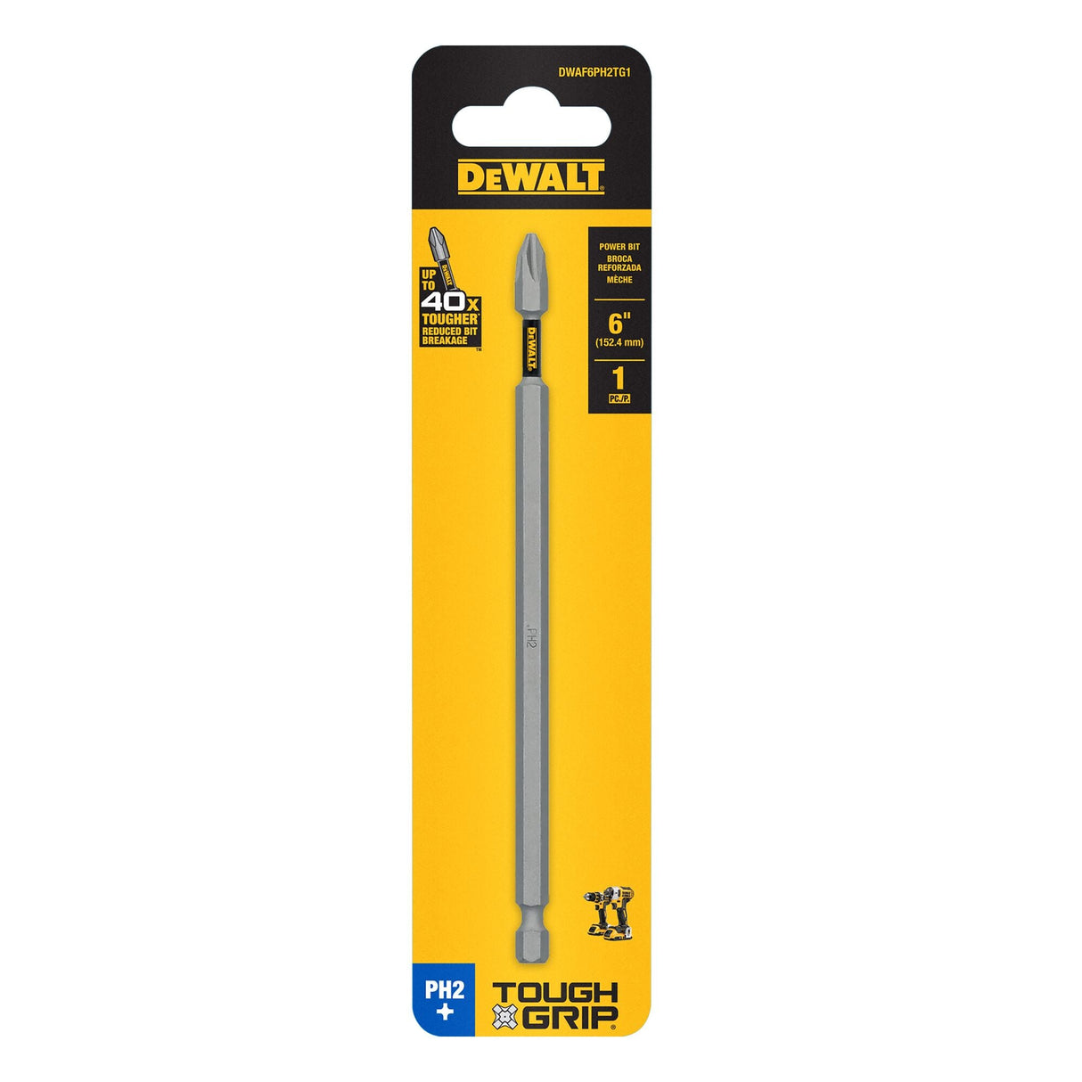 TOUGH GRIP 6-in #2 Phillips Screwdriver Bit DWAF6PH2TG1