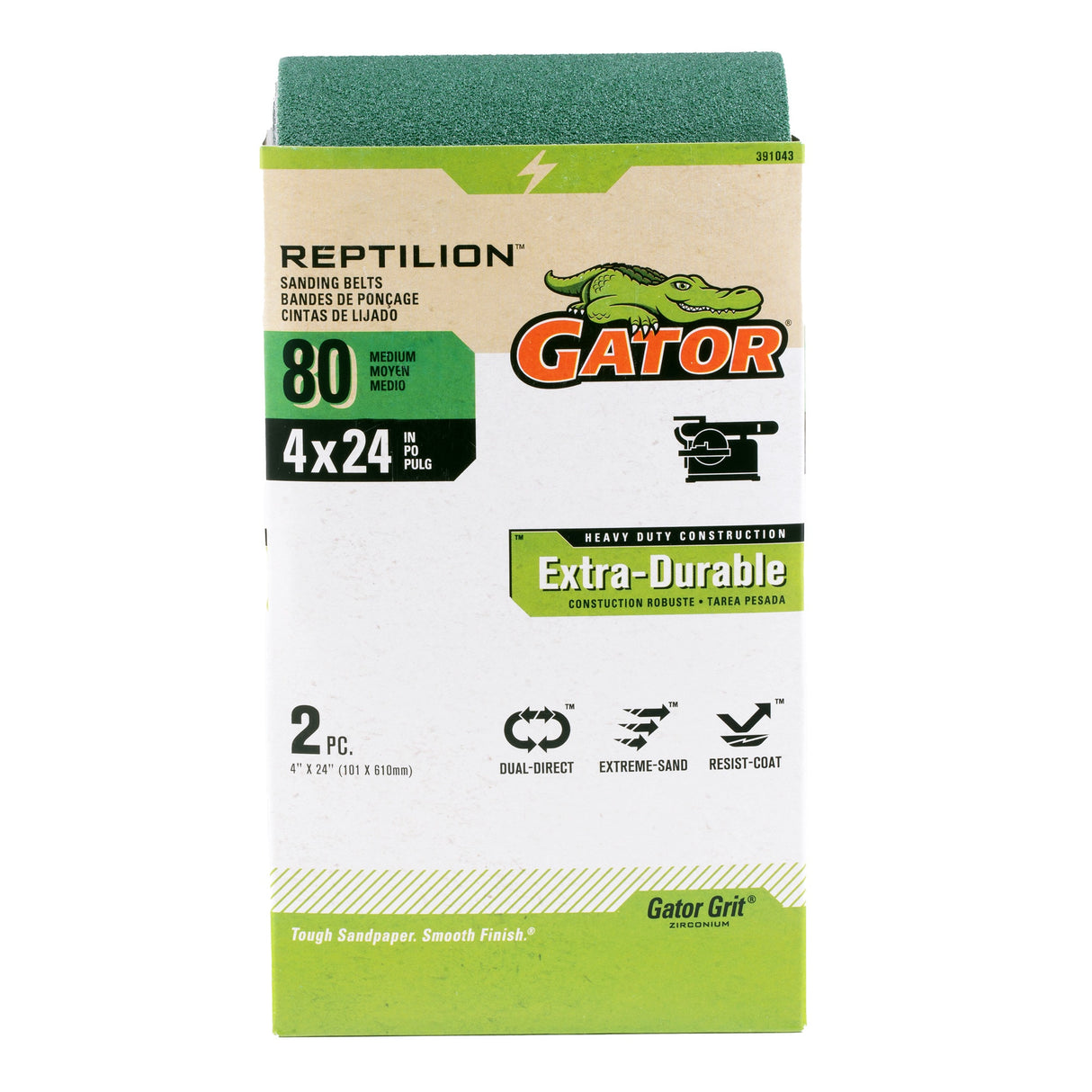 Reptilion 2-Piece Zirconia Alumina 80-Grit Belt Sandpaper GAT-391043