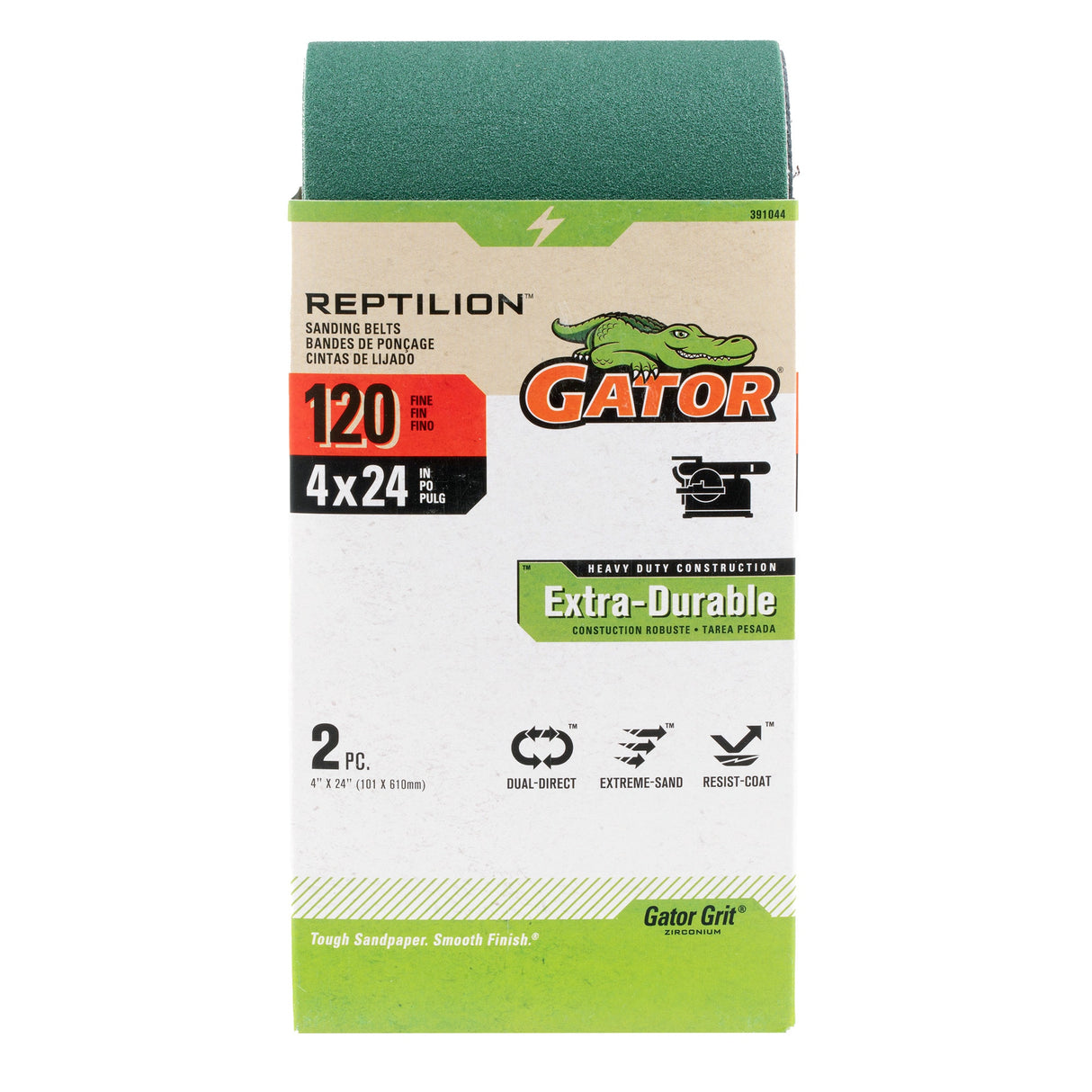 Reptilion 2-Piece Zirconia Alumina 120-Grit Belt Sandpaper GAT-391044