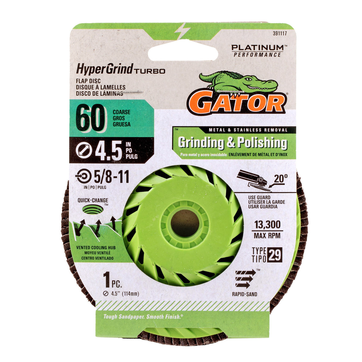 HyperGrind Zirconia Alumina 60-Grit Disc Sandpaper 391117