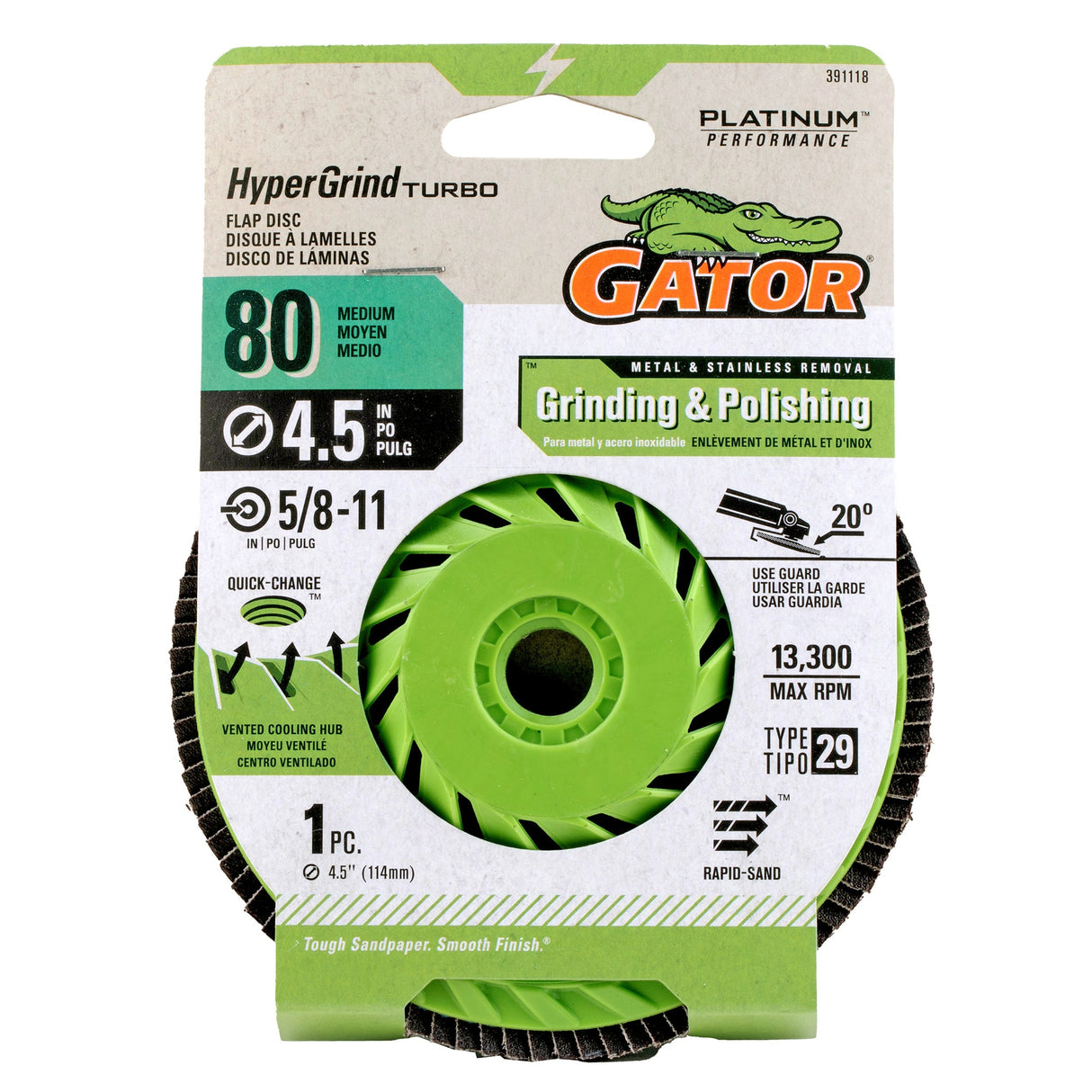 HyperGrind Zirconia Alumina 80-Grit Disc Sandpaper 391118