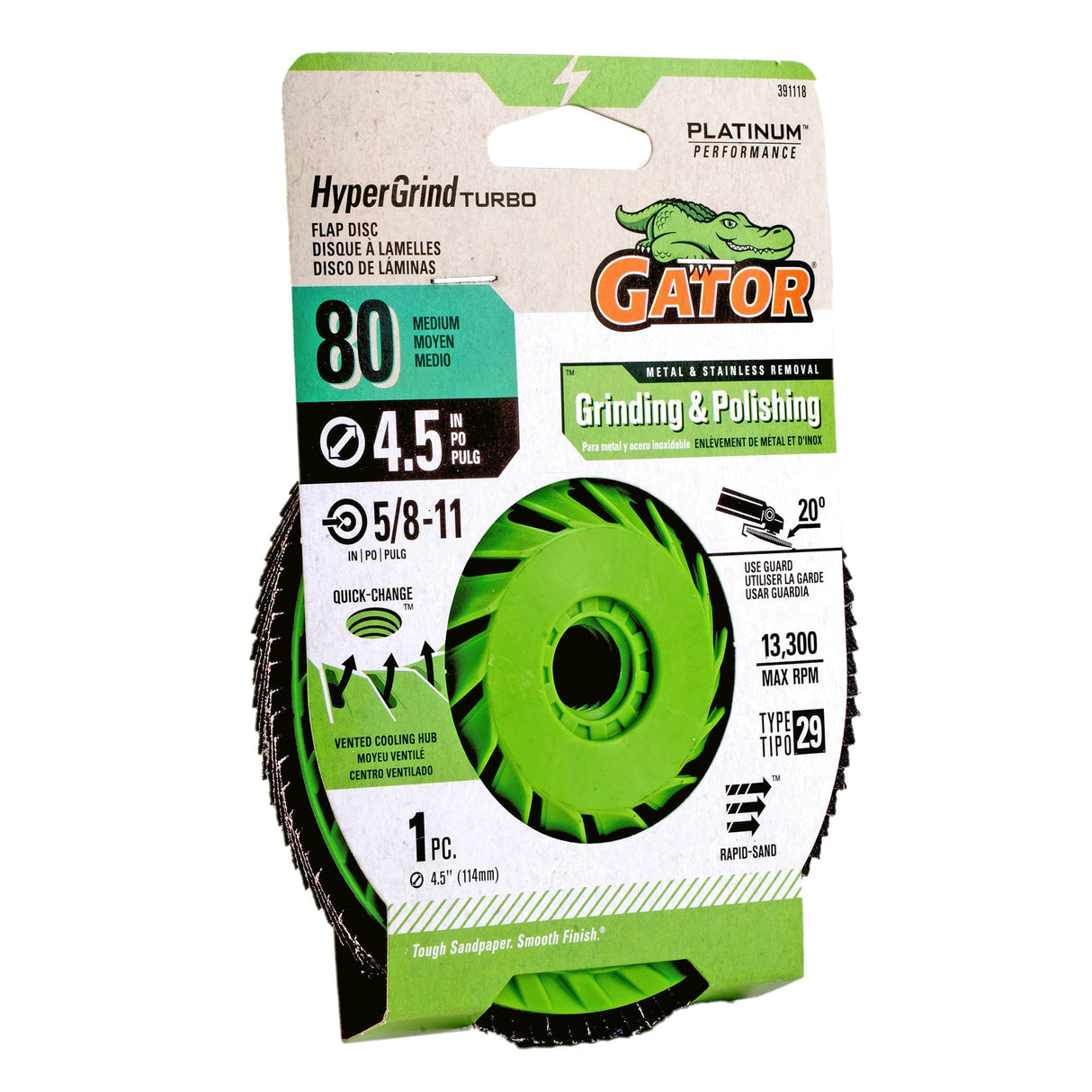 HyperGrind Zirconia Alumina 80-Grit Disc Sandpaper 391118