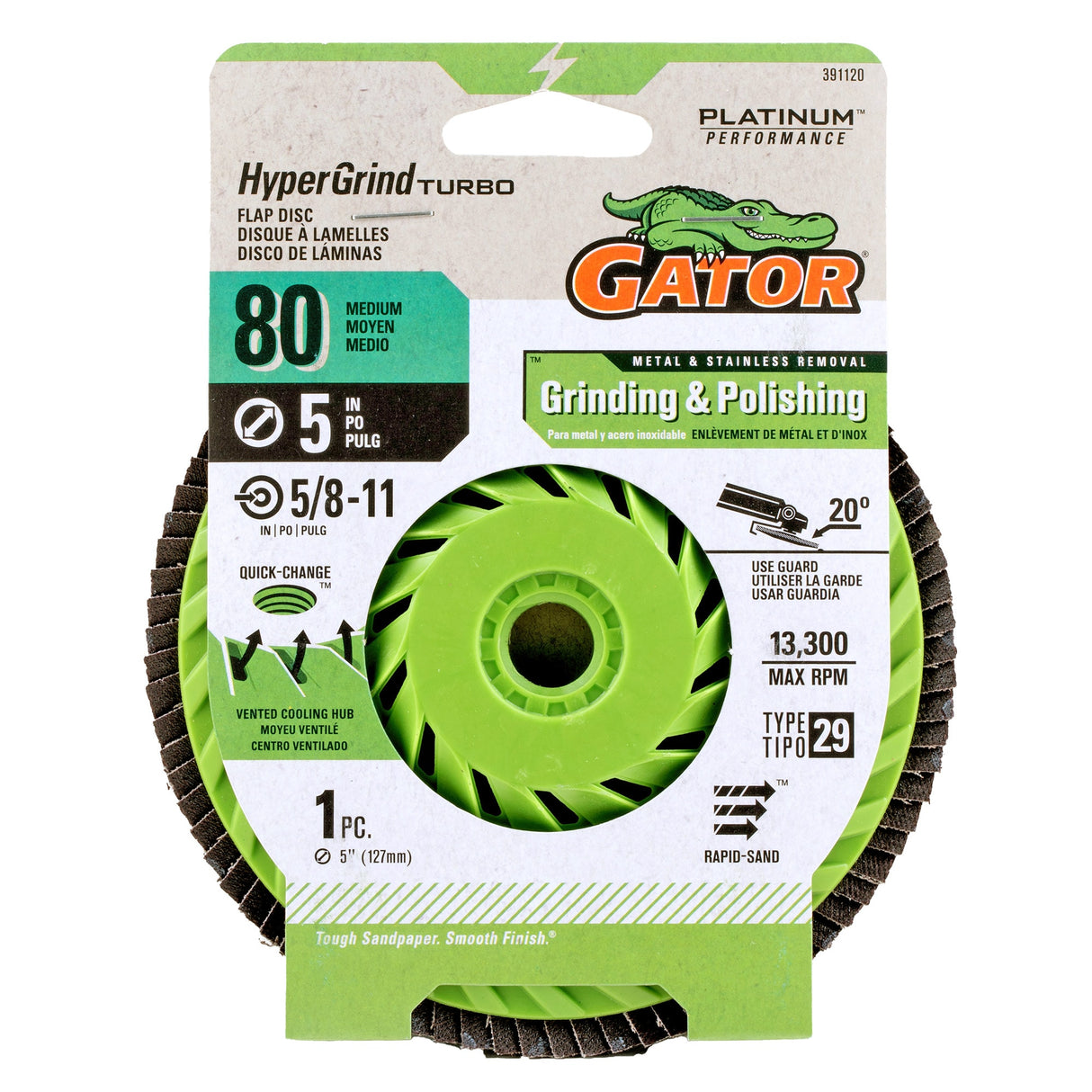 HyperGrind Zirconia Alumina 80-Grit Disc Sandpaper 391120