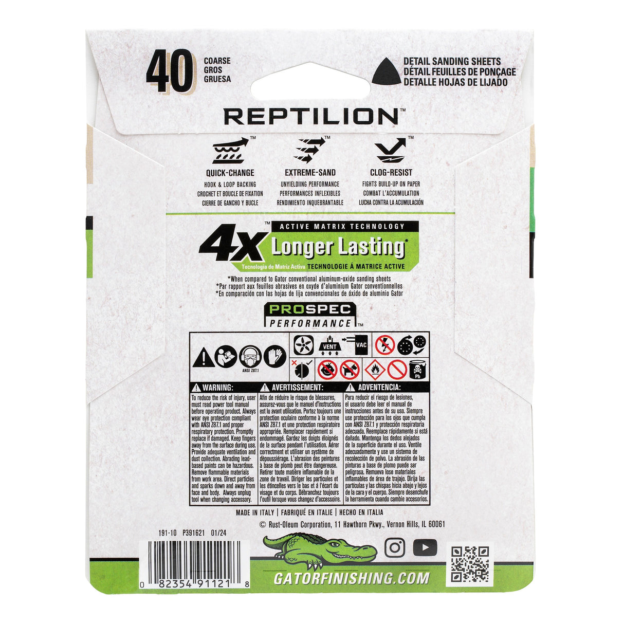 Reptilion 8-Piece Ceramic Alumina 40-Grit Detail Sandpaper GAT-391121