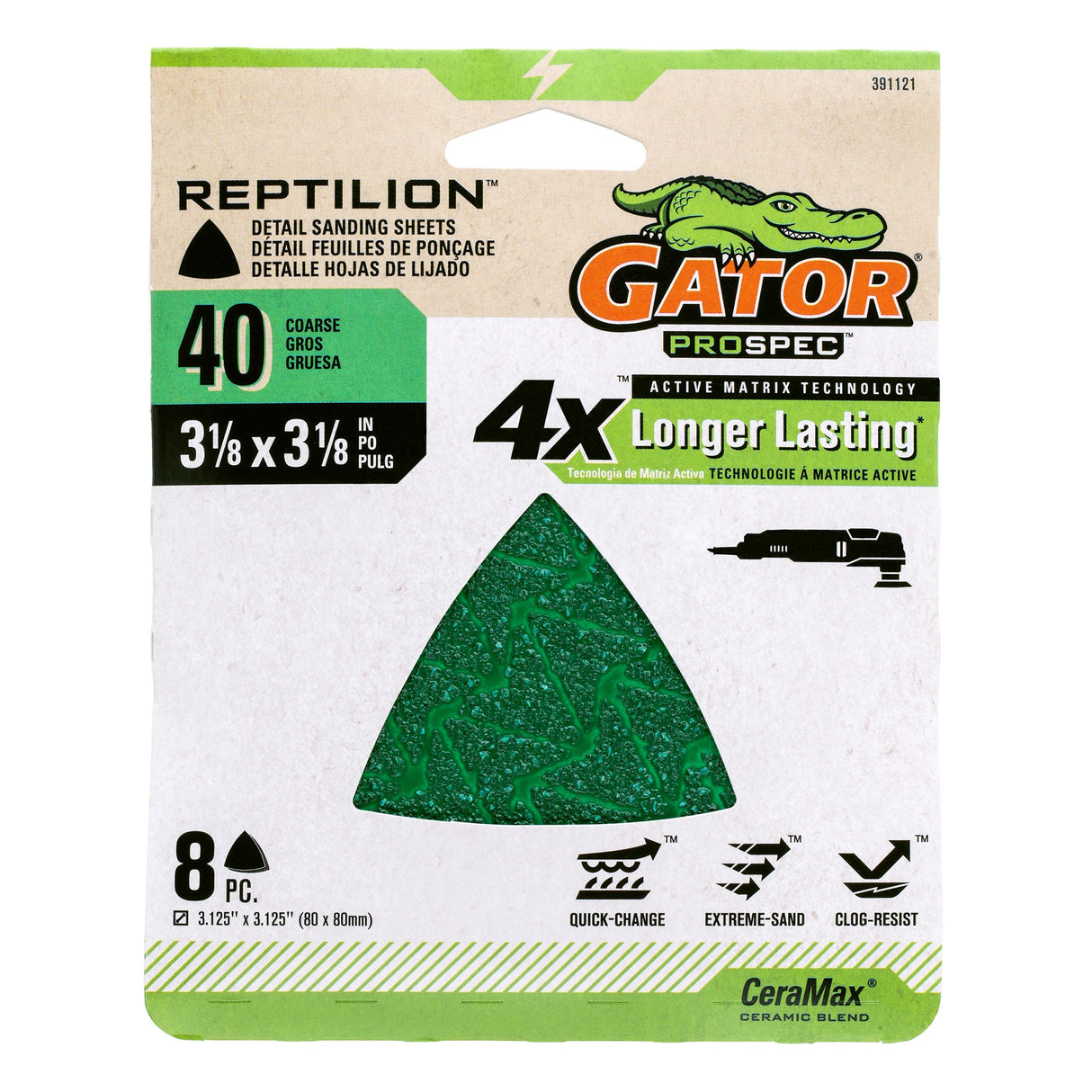 Reptilion 8-Piece Ceramic Alumina 40-Grit Detail Sandpaper GAT-391121