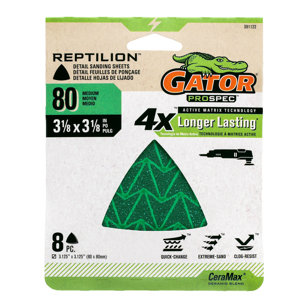 Reptilion 8-Piece Ceramic Alumina 80-Grit Detail Sandpaper GAT-391122