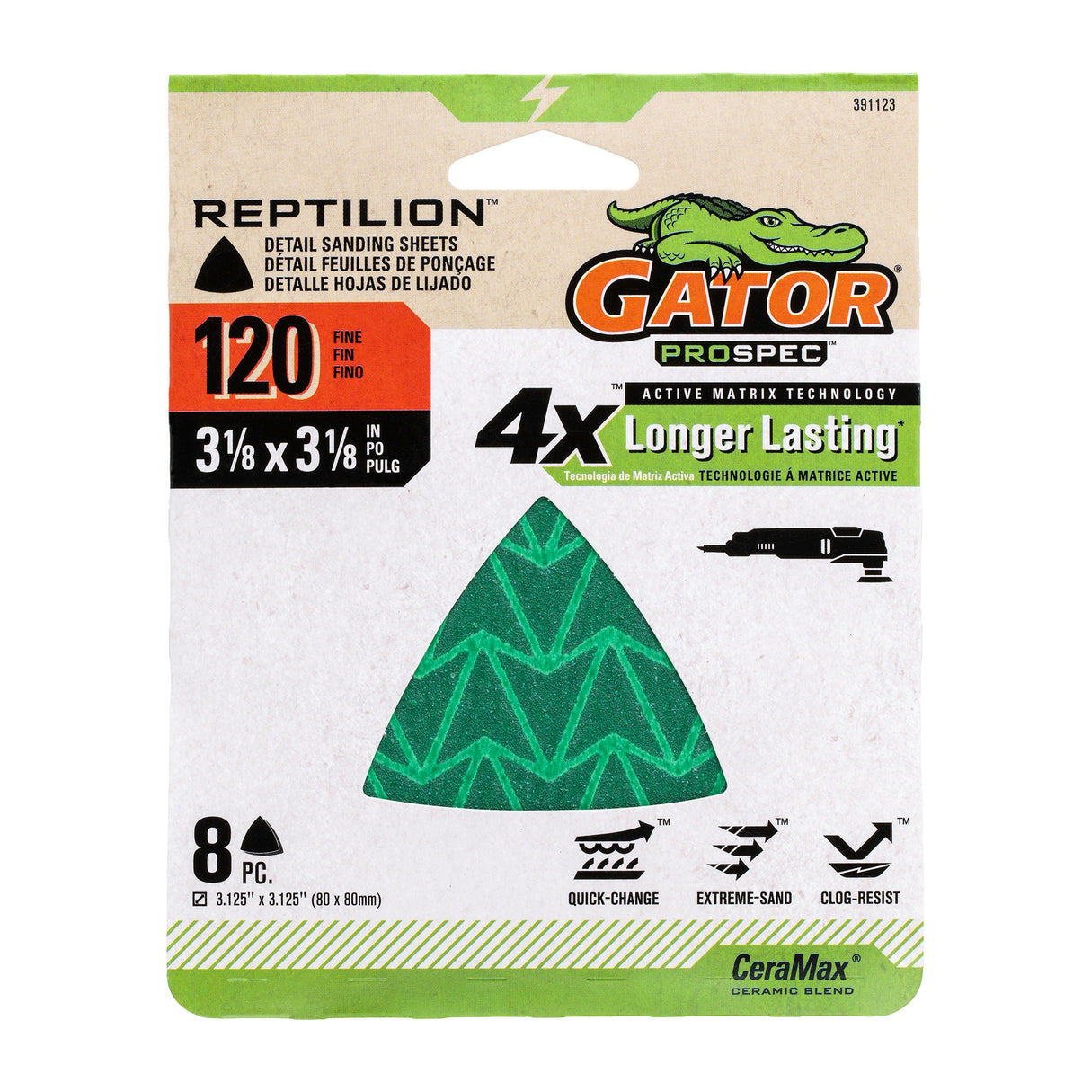 Reptilion 8-Piece Ceramic Alumina 120-Grit Detail Sandpaper GAT-391123