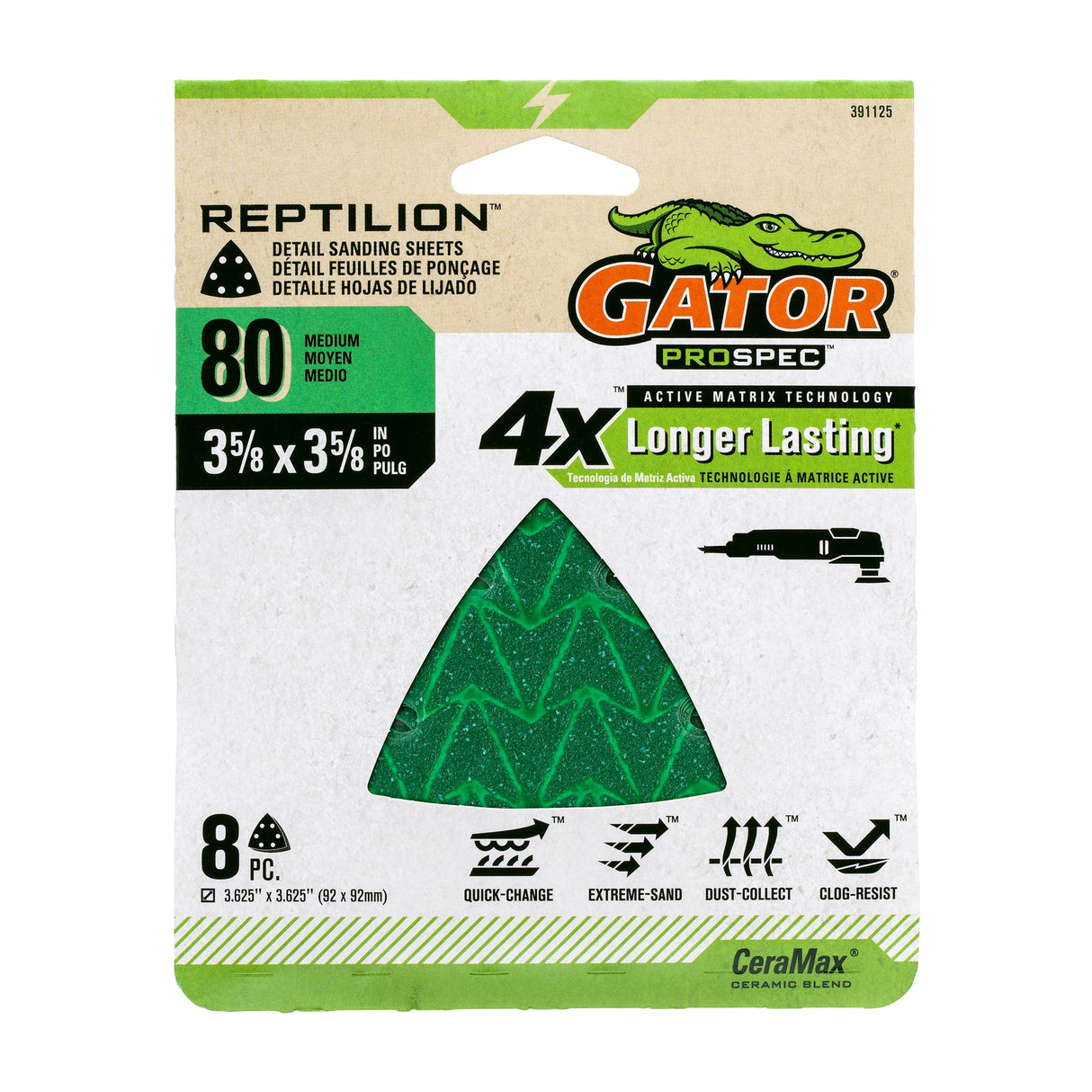 Reptilion 8-Piece Ceramic Alumina 80-Grit Detail Sandpaper GAT-391125