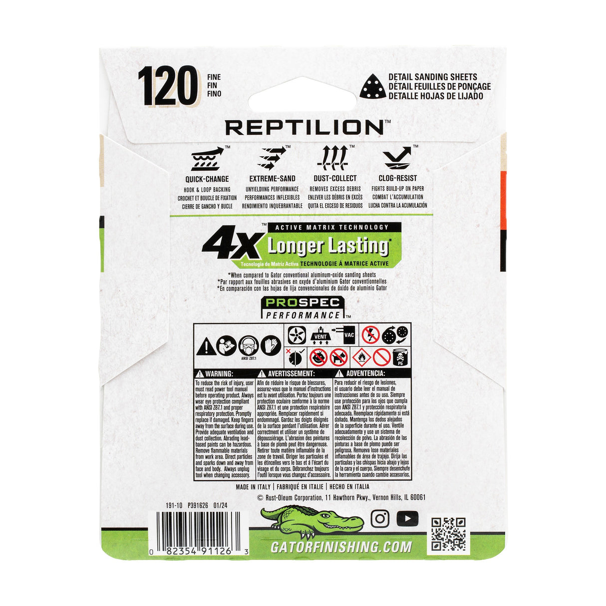 Reptilion 8-Piece Ceramic Alumina 120-Grit Detail Sandpaper GAT-391126