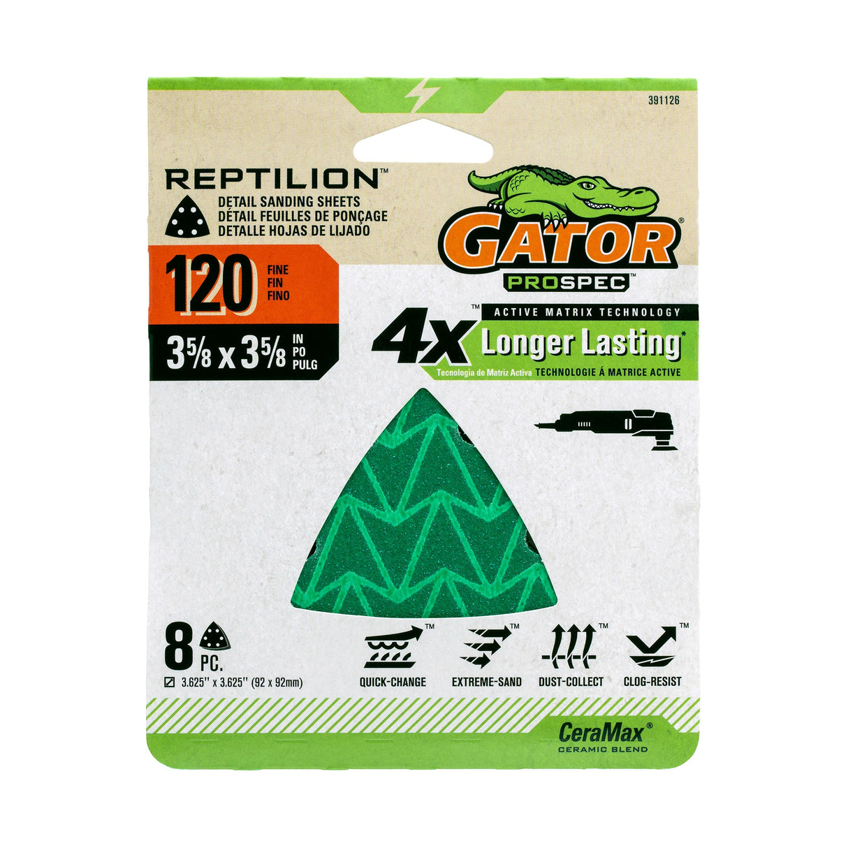 Reptilion 8-Piece Ceramic Alumina 120-Grit Detail Sandpaper GAT-391126