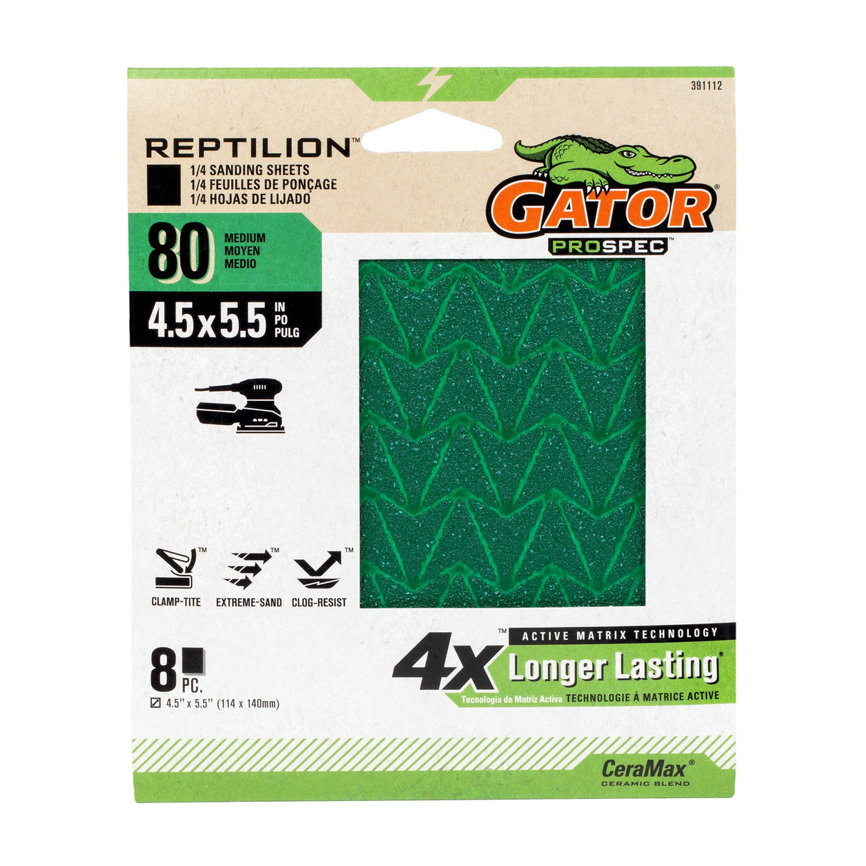 Reptilion 8-Piece Ceramic Alumina 80-Grit Sheet Sandpaper GAT-391112