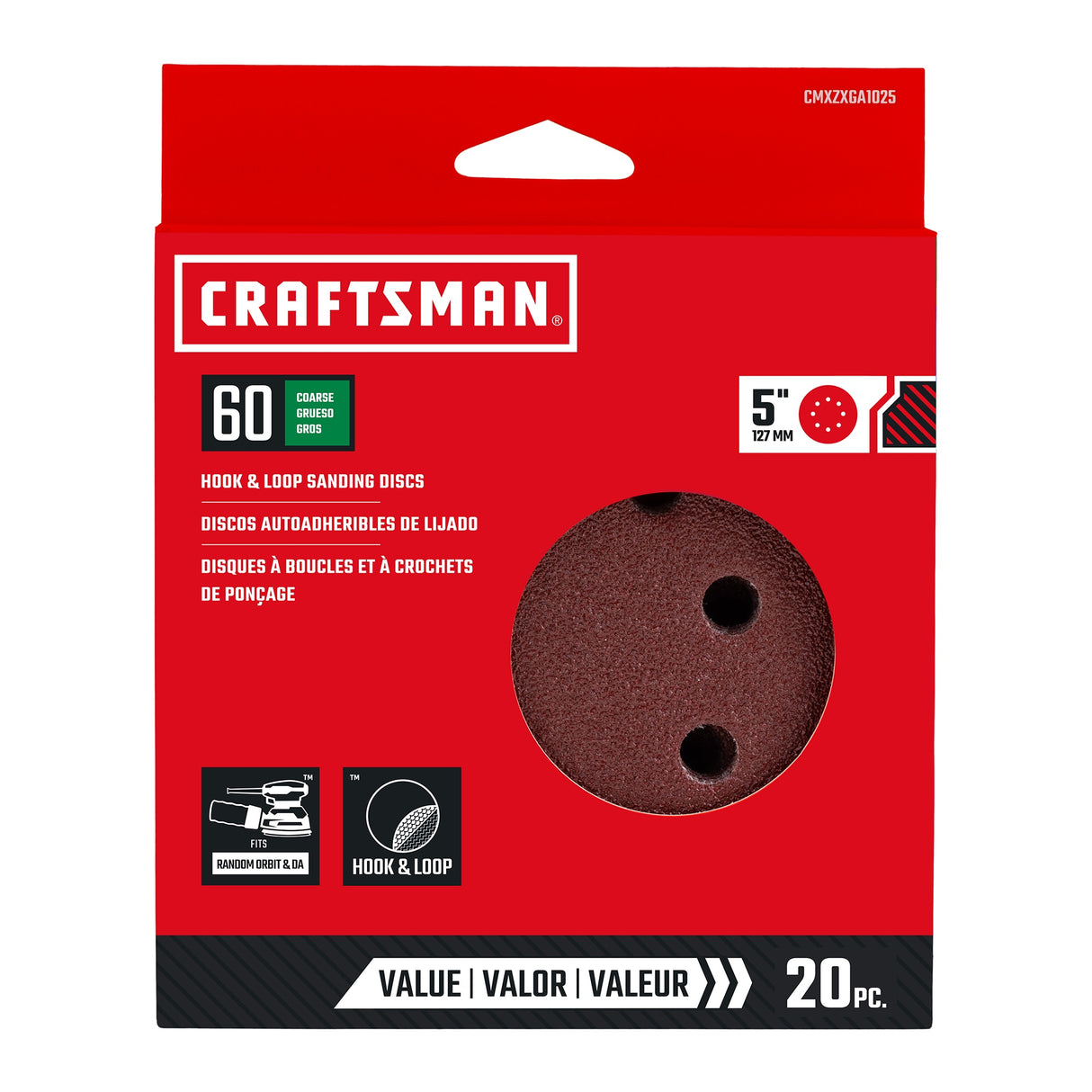 20-Piece Aluminum Oxide 60-Grit Disc Sandpaper CRA-391025