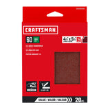 20-Piece Aluminum Oxide 60-Grit Sheet Sandpaper CRA-391048