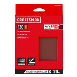 20-Piece Aluminum Oxide 120-Grit Sheet Sandpaper CRA-391050