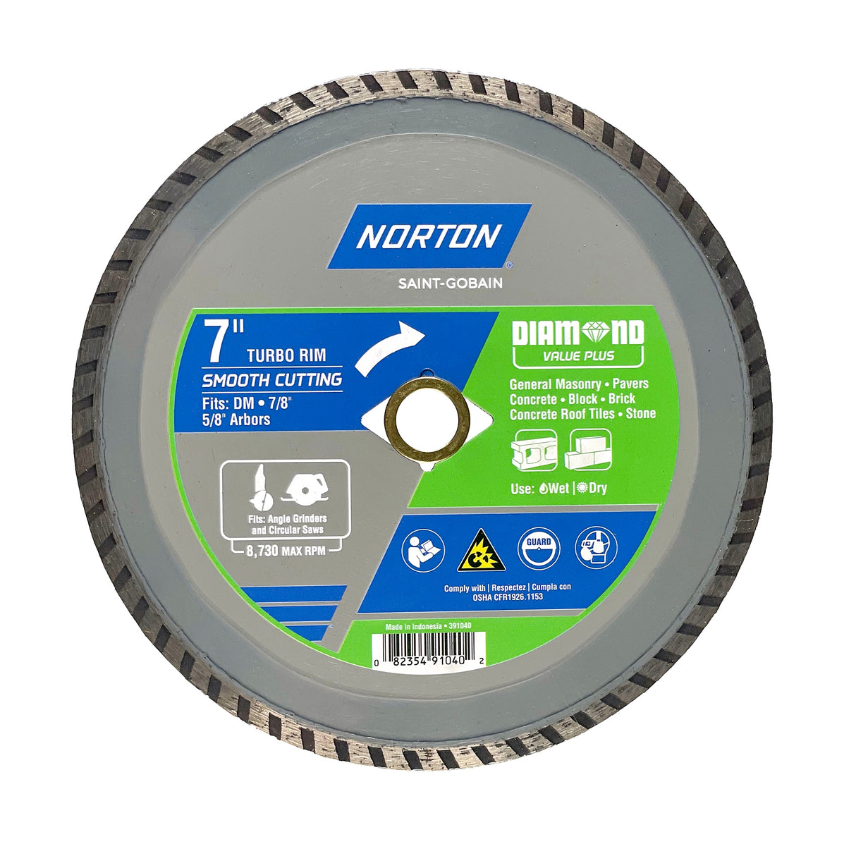 Diamond Value Plus 7-in Wet/Dry Turbo Rim Diamond Saw Blade 391040