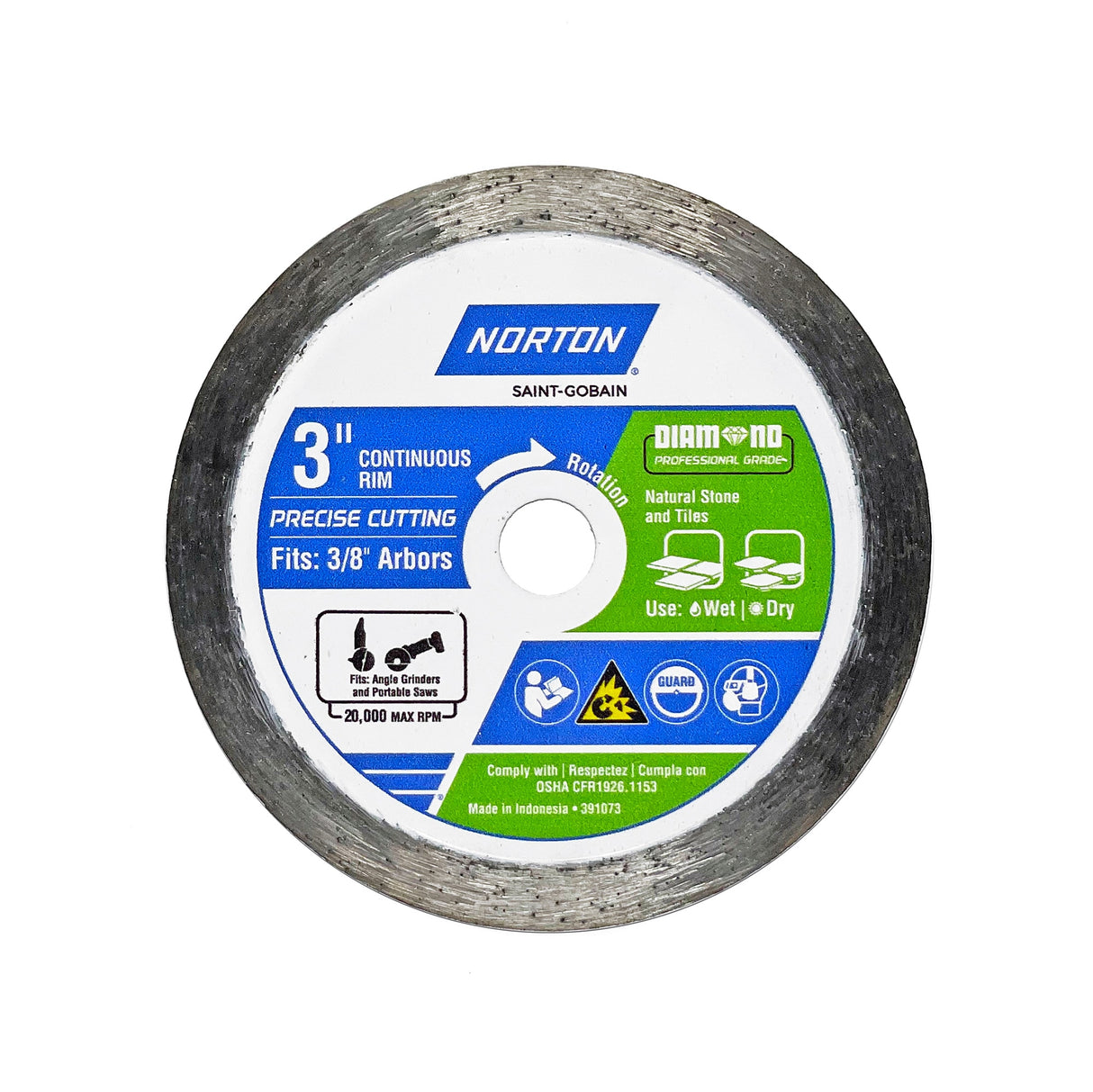 Diamond Professional Grade 3-in Wet/Dry Continuous Rim Diamond Saw Blade 391073