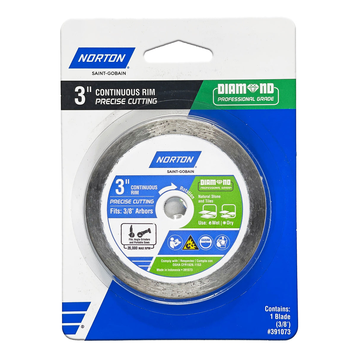 Diamond Professional Grade 3-in Wet/Dry Continuous Rim Diamond Saw Blade 391073