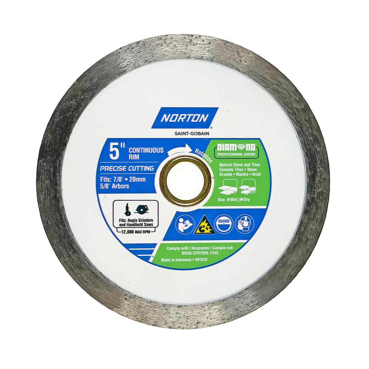 Diamond Professional Grade 5-in Wet/Dry Continuous Rim Diamond Saw Blade 391076