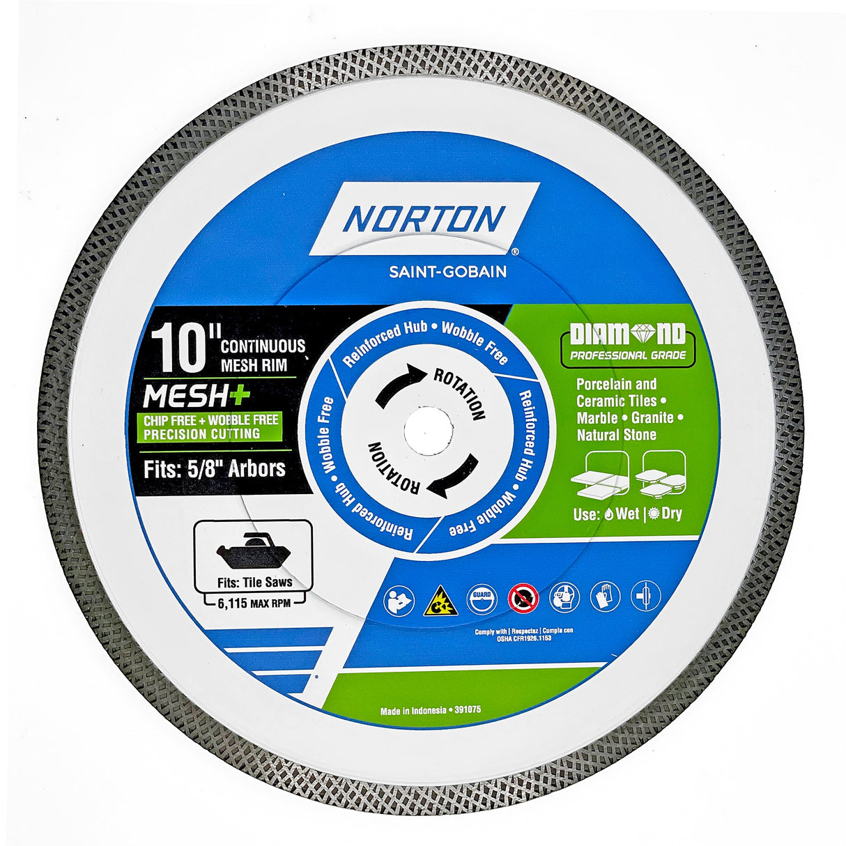 Diamond Professional Grade 10-in Wet/Dry Continuous Rim Diamond Saw Blade 391075