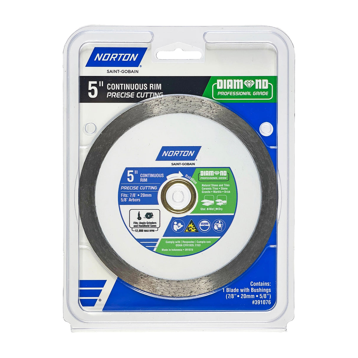 Diamond Professional Grade 5-in Wet/Dry Continuous Rim Diamond Saw Blade 391076