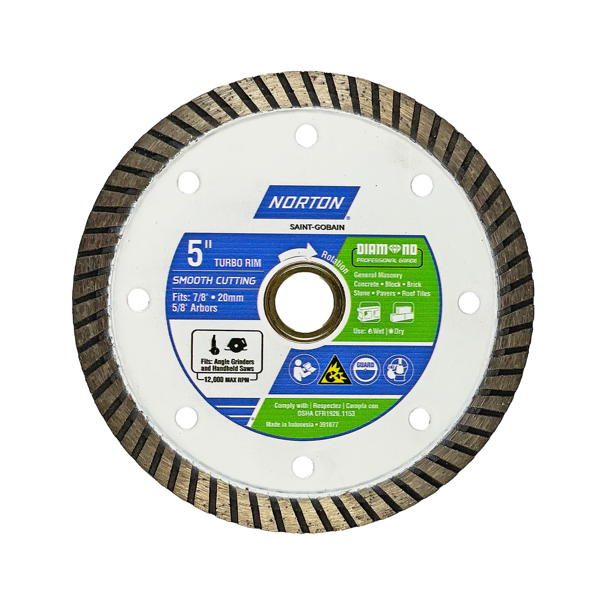 Diamond Professional Grade 5-in Wet/Dry Turbo Rim Diamond Saw Blade 391077