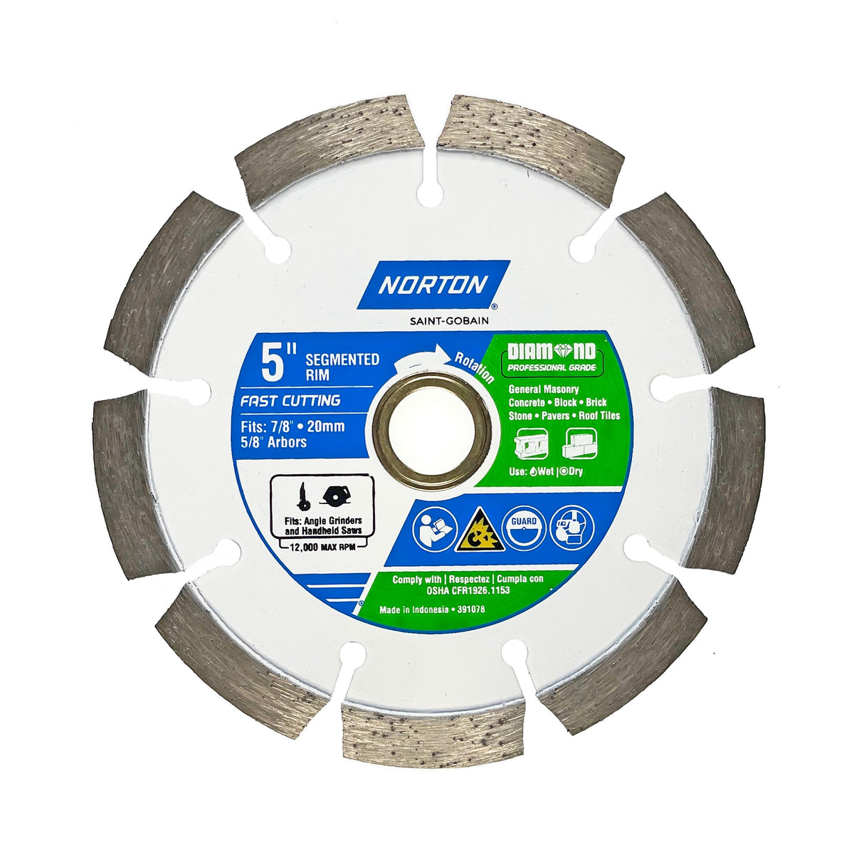 Diamond Professional Grade 5-in Wet/Dry Segmented Rim Diamond Saw Blade 391078