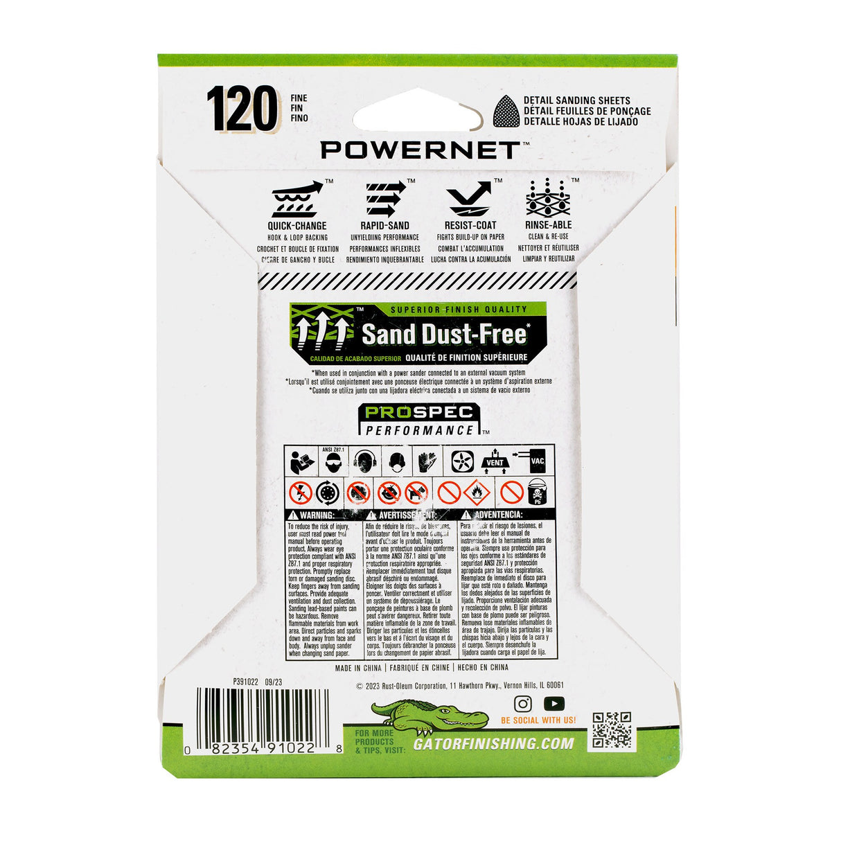 PowerNet 10-Piece Ceramic Alumina 120-Grit Detail Sandpaper GAT-391022