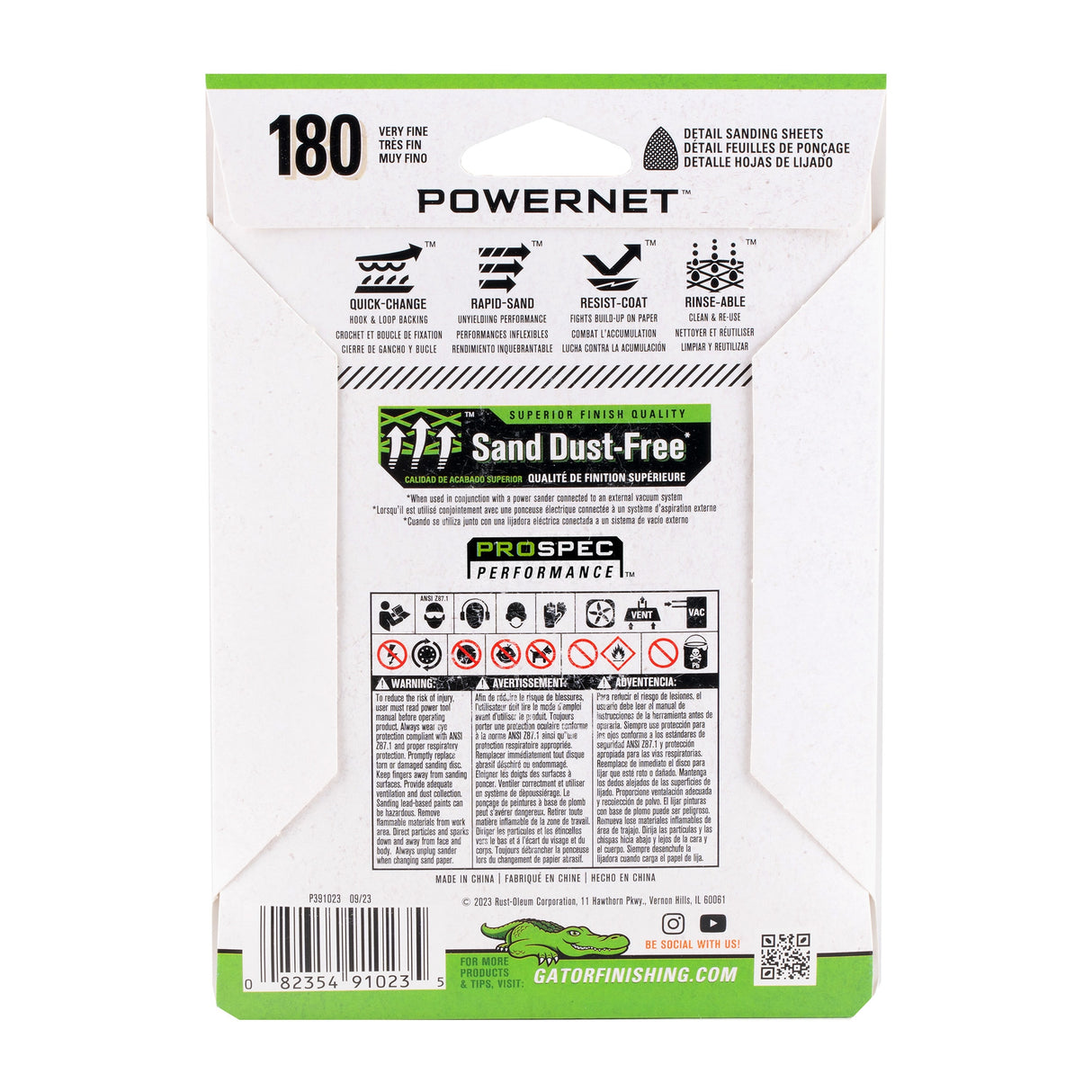 PowerNet 10-Piece Ceramic Alumina 180-Grit Detail Sandpaper GAT-391023