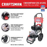 3100 PSI at 2.4-GPM 3100 PSI 2.4-GPM Cold Water Gas Pressure Washer with 4 Spray Tips CMXGWFN061255