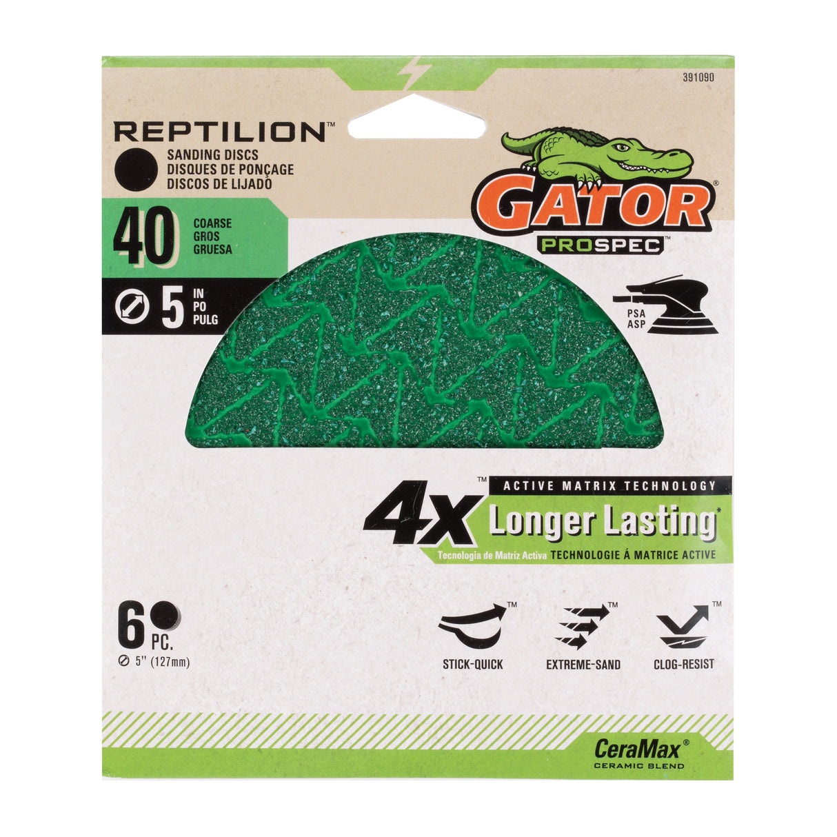 Reptilion 6-Piece Ceramic Alumina 40-Grit Disc Sandpaper GAT-391090