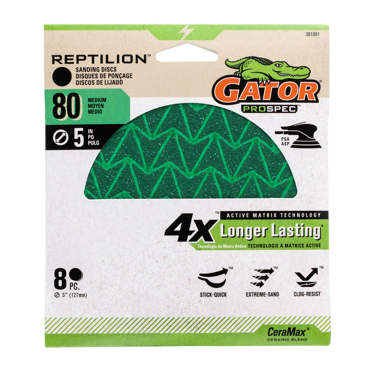 Reptilion 8-Piece Ceramic Alumina 80-Grit Disc Sandpaper GAT-391091